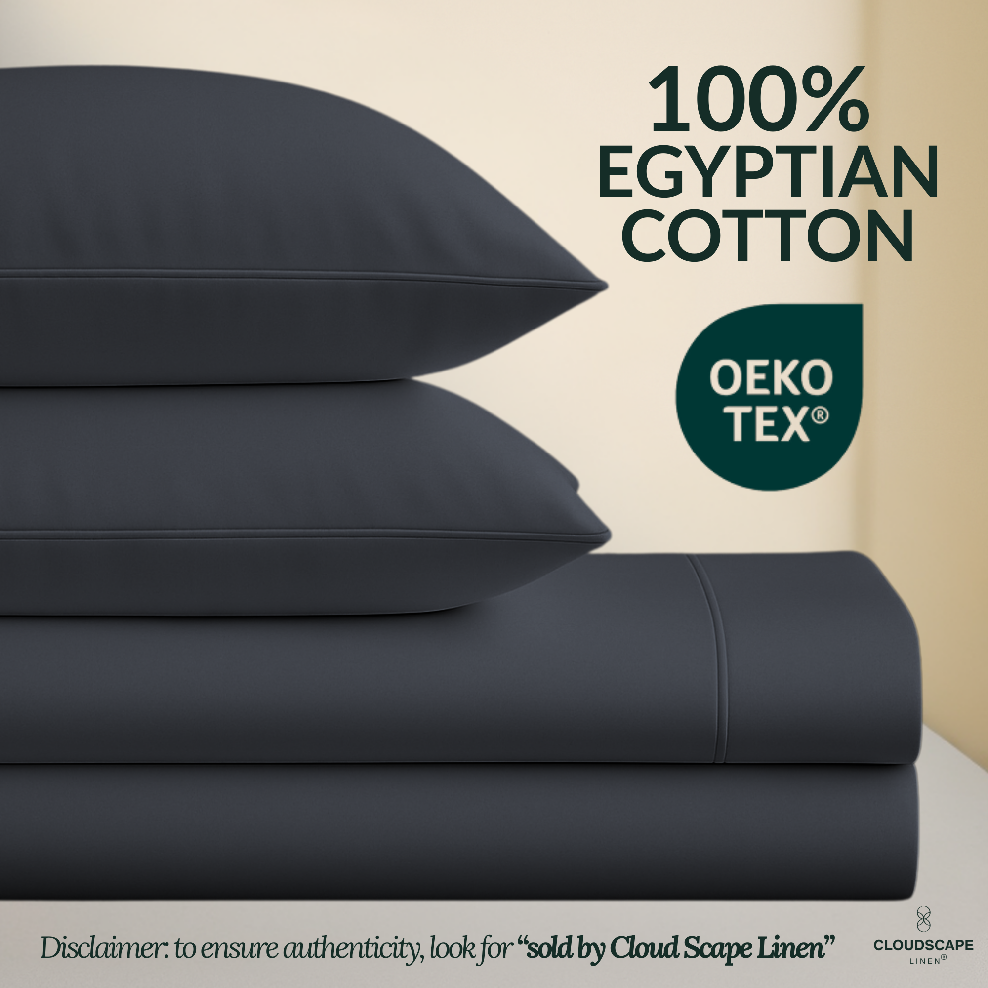 1000 Thread Count Egyptian Cotton : Black Bedsheet Set