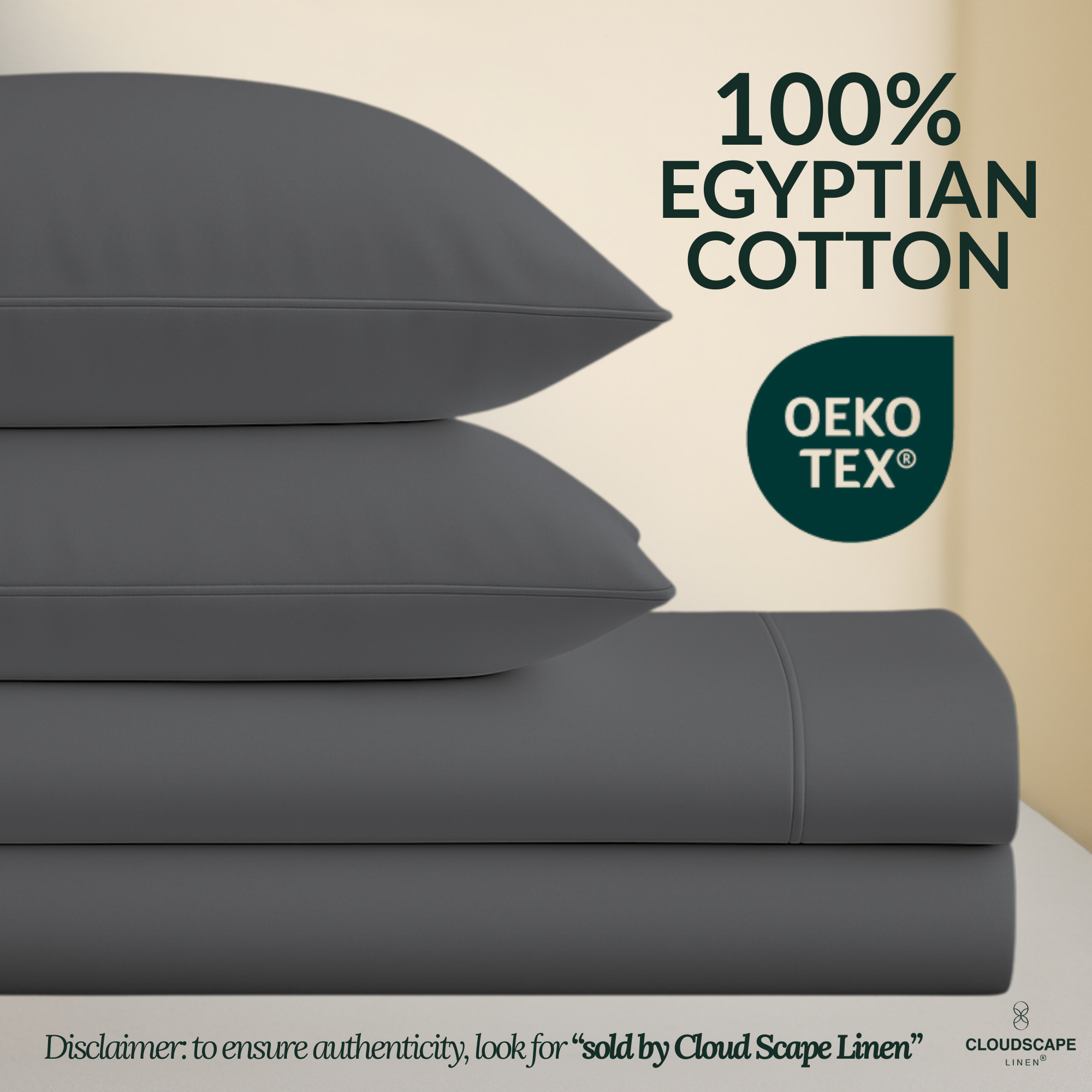 1000 Thread Count Egyptian Cotton : Charcoal Grey Bedsheet Set