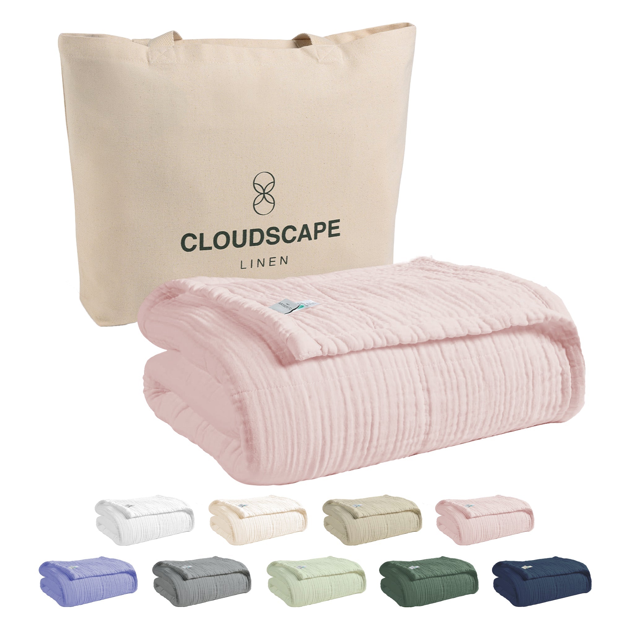 4 Layer Cotton Muslin Blanket - Seashell Pink