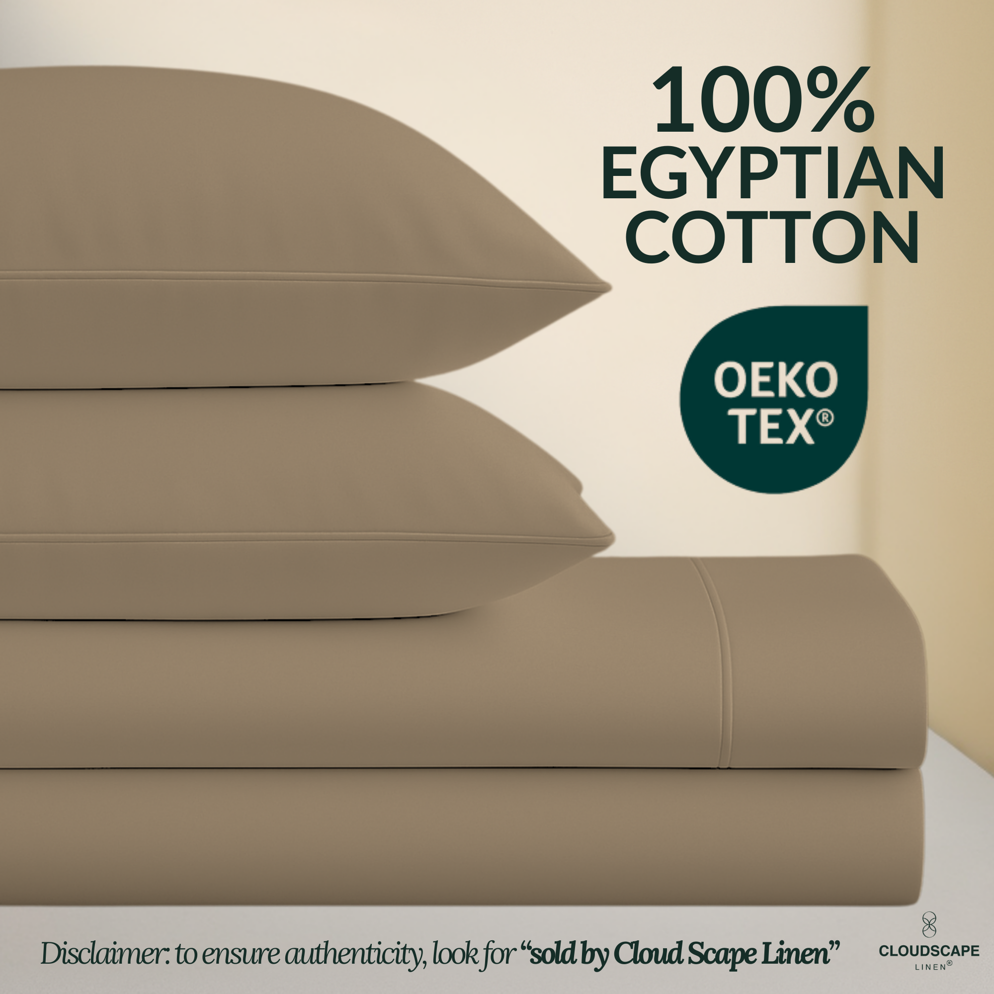 1000 Thread Count Egyptian Cotton : Taupe Bedsheet Set