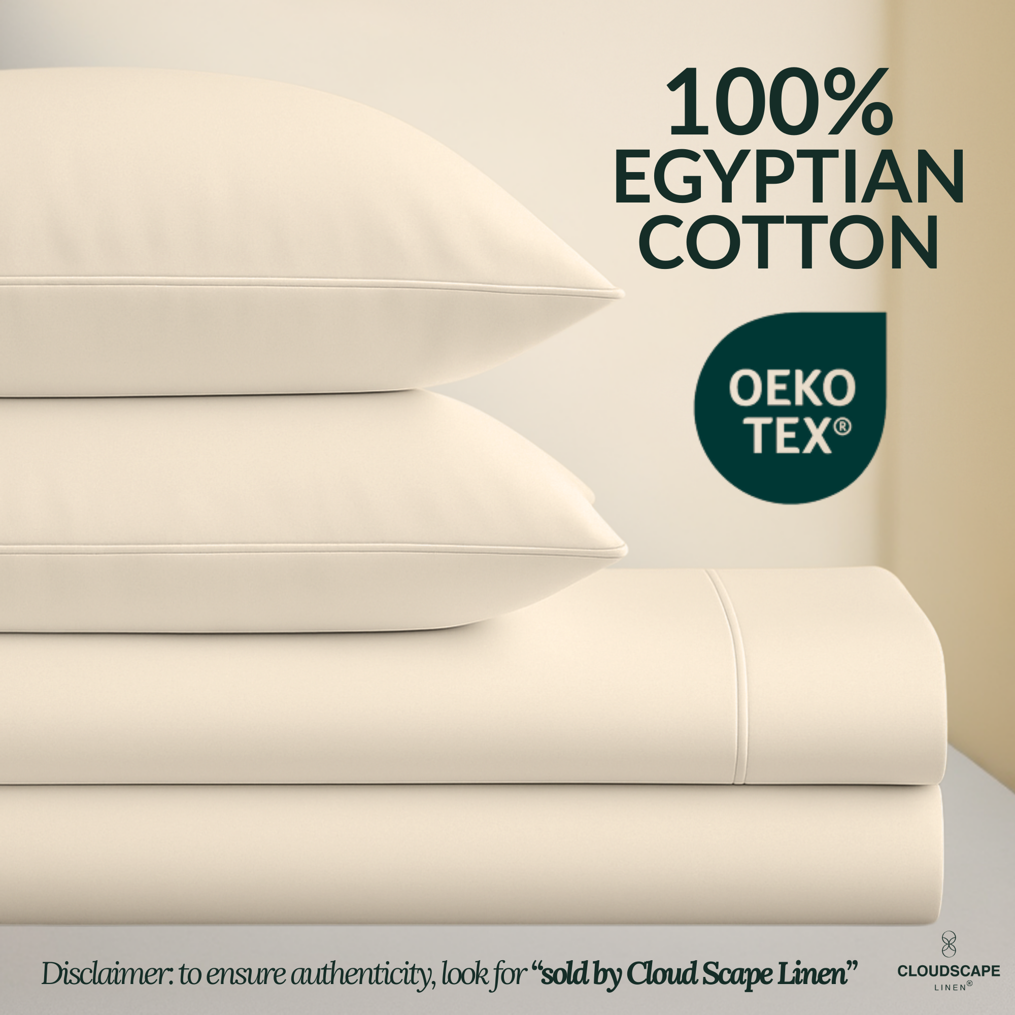 1000 Thread Count Egyptian Cotton : Ivory Bedsheet Set