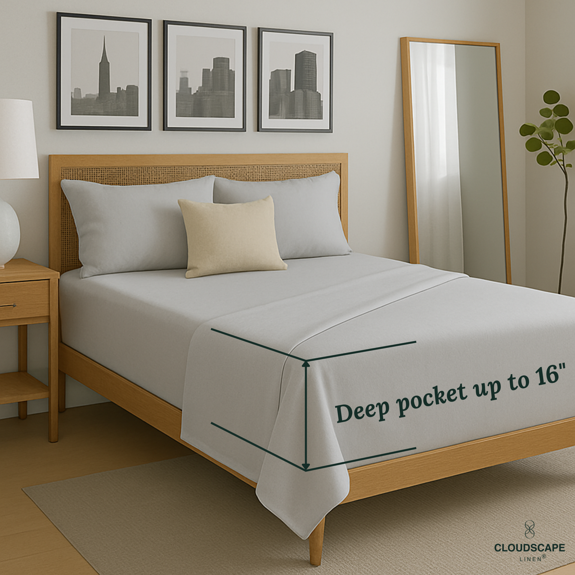 1000 Thread Count Egyptian Cotton : Silver Bedsheet Set