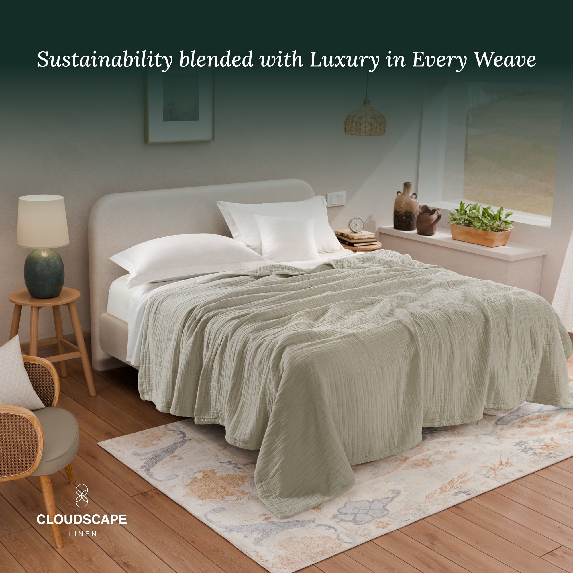 4 Layer Cotton Muslin Blanket - Fog