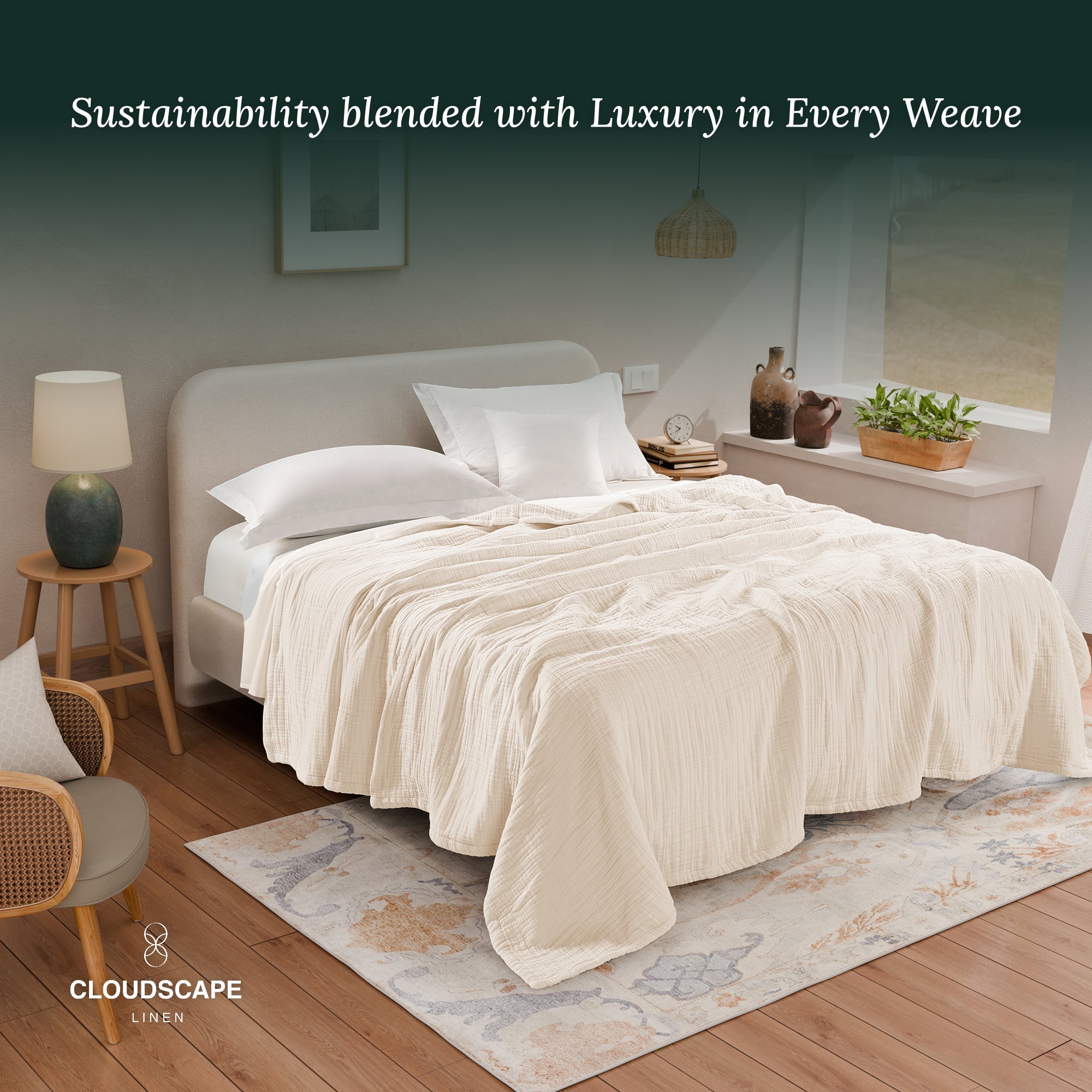 4 Layer Cotton Muslin Blanket - Ivory