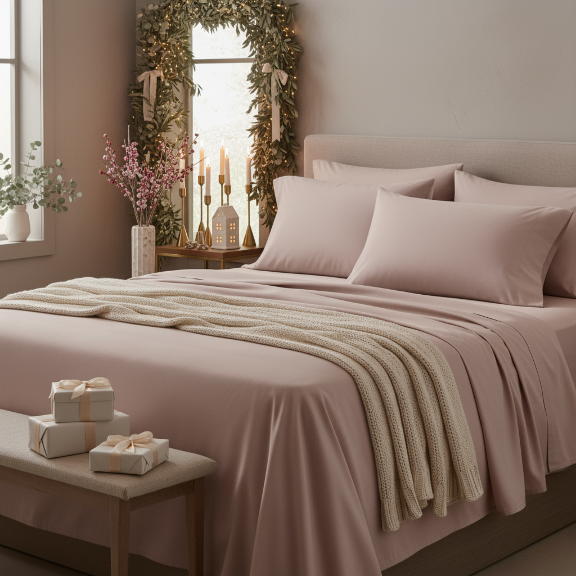 400 Thread Count Egyptian Cotton : Sepia Rose Bedsheet Set