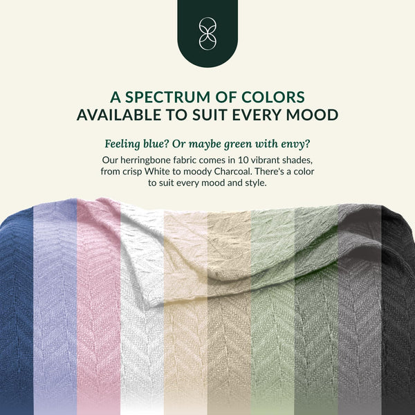Cotton Herringbone Blanket - Sea Foam