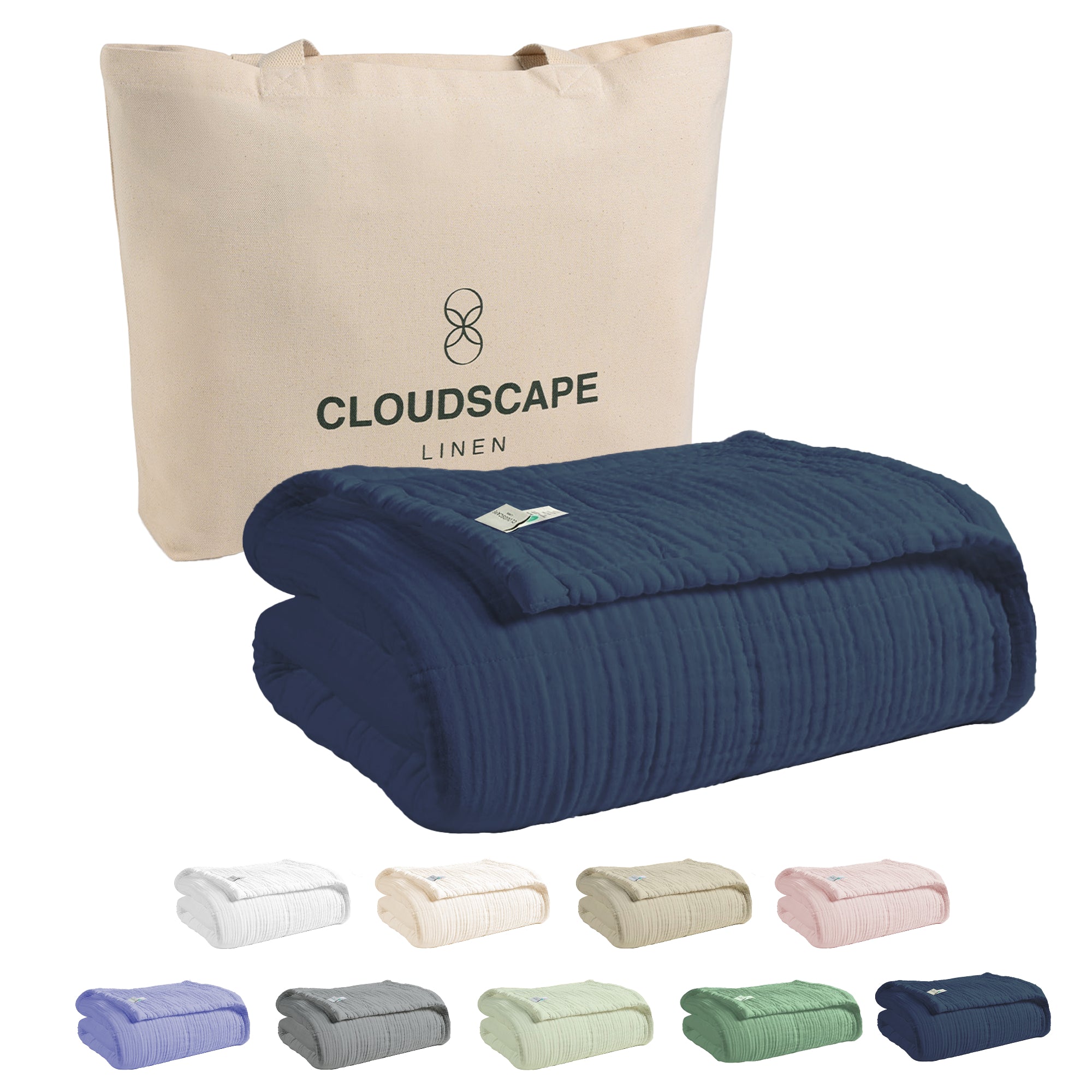 8 Layer Cotton Muslin Blanket - Ensign Blue