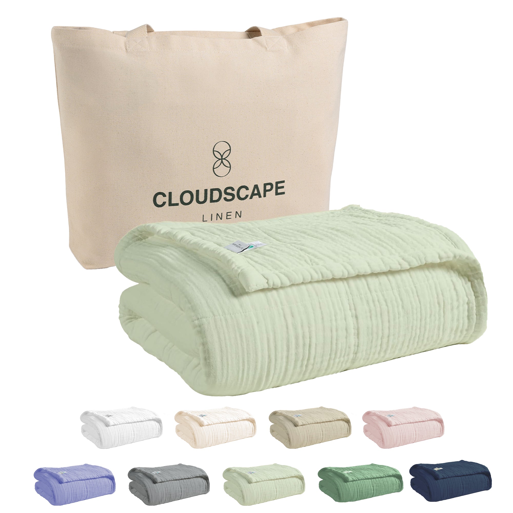 8 Layer Cotton Muslin Blanket - Sea Foam