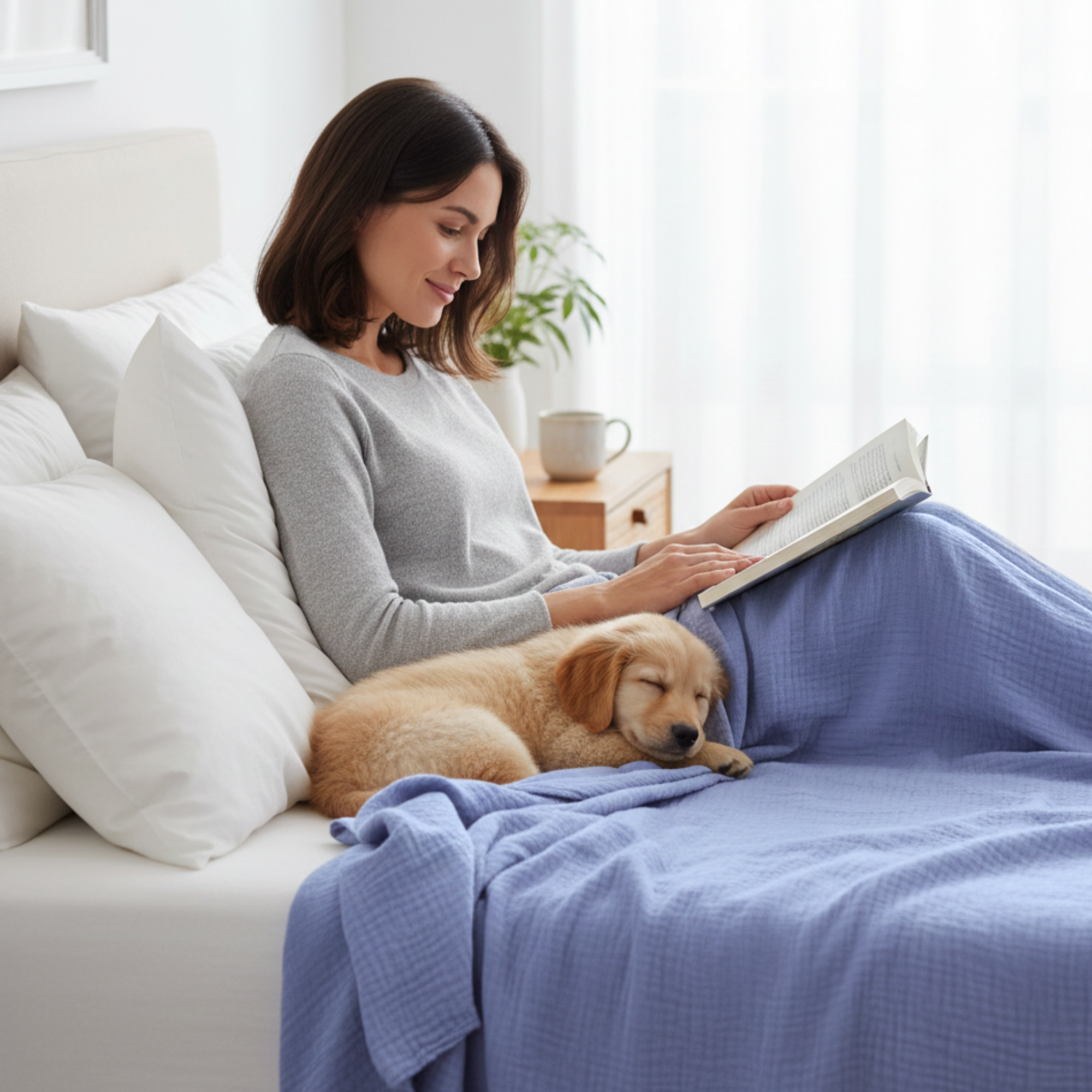 8 Layer Cotton Muslin Blanket - Lavender Blue