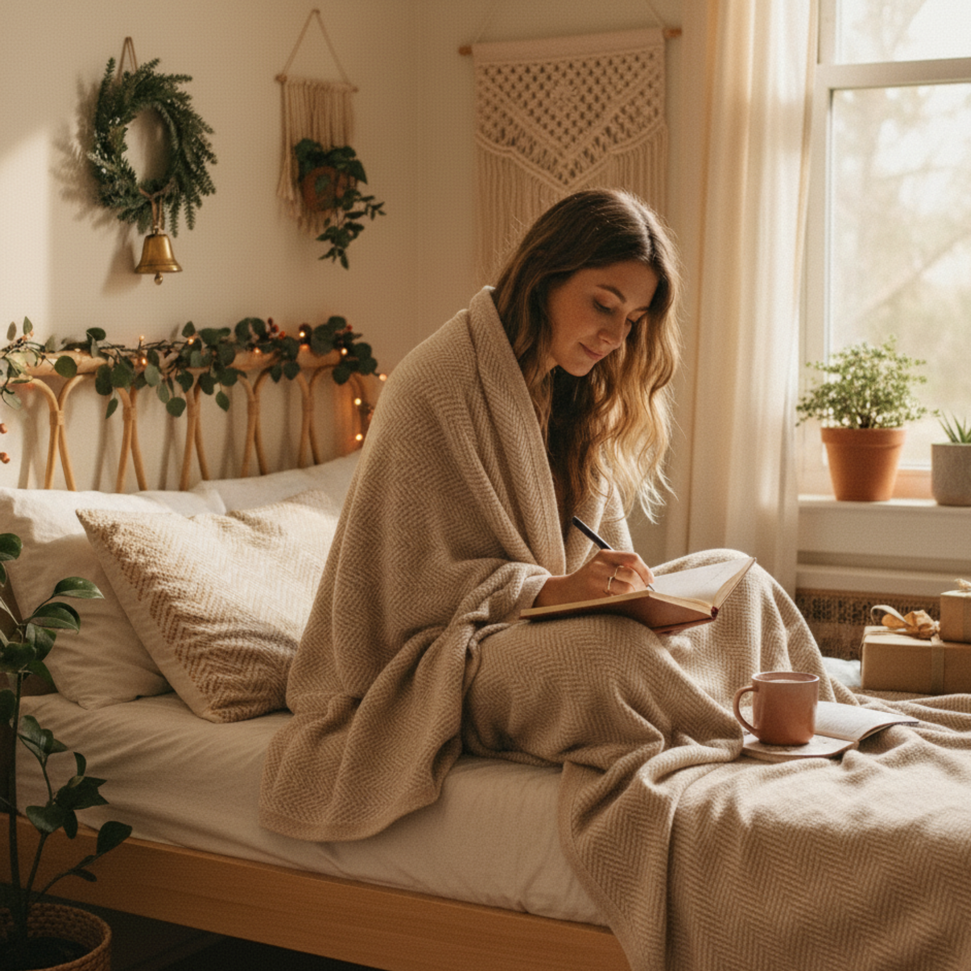 Cotton Herringbone Blanket: Fog