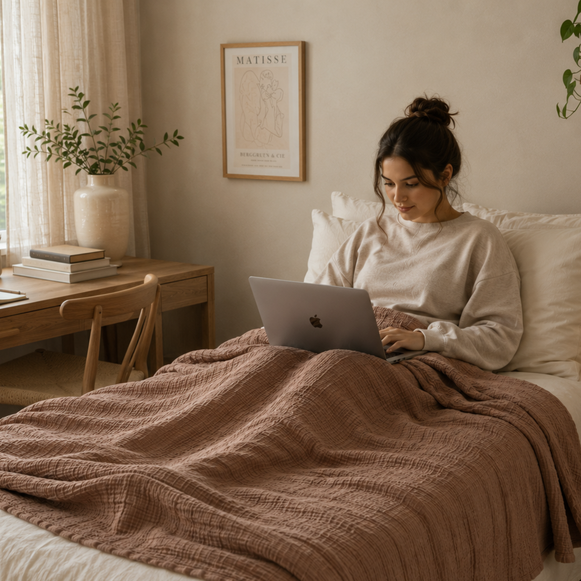 8 Layer Cotton Muslin Blanket - Mocha Mousse