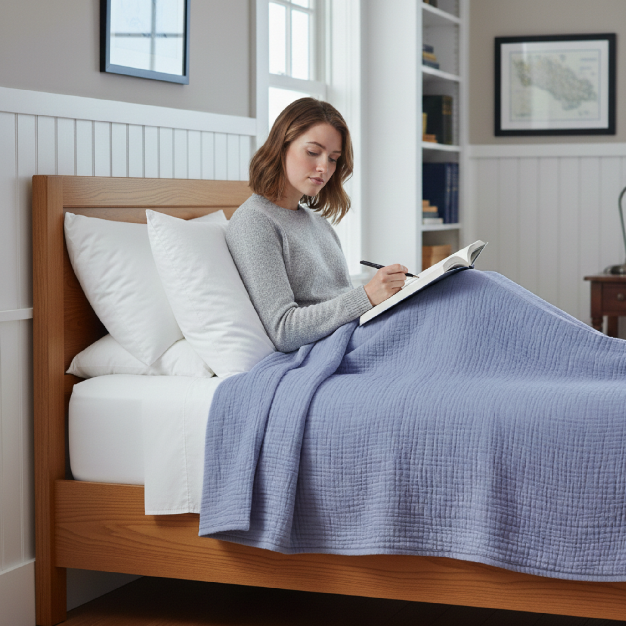 8 Layer Cotton Muslin Blanket - Lavender Blue