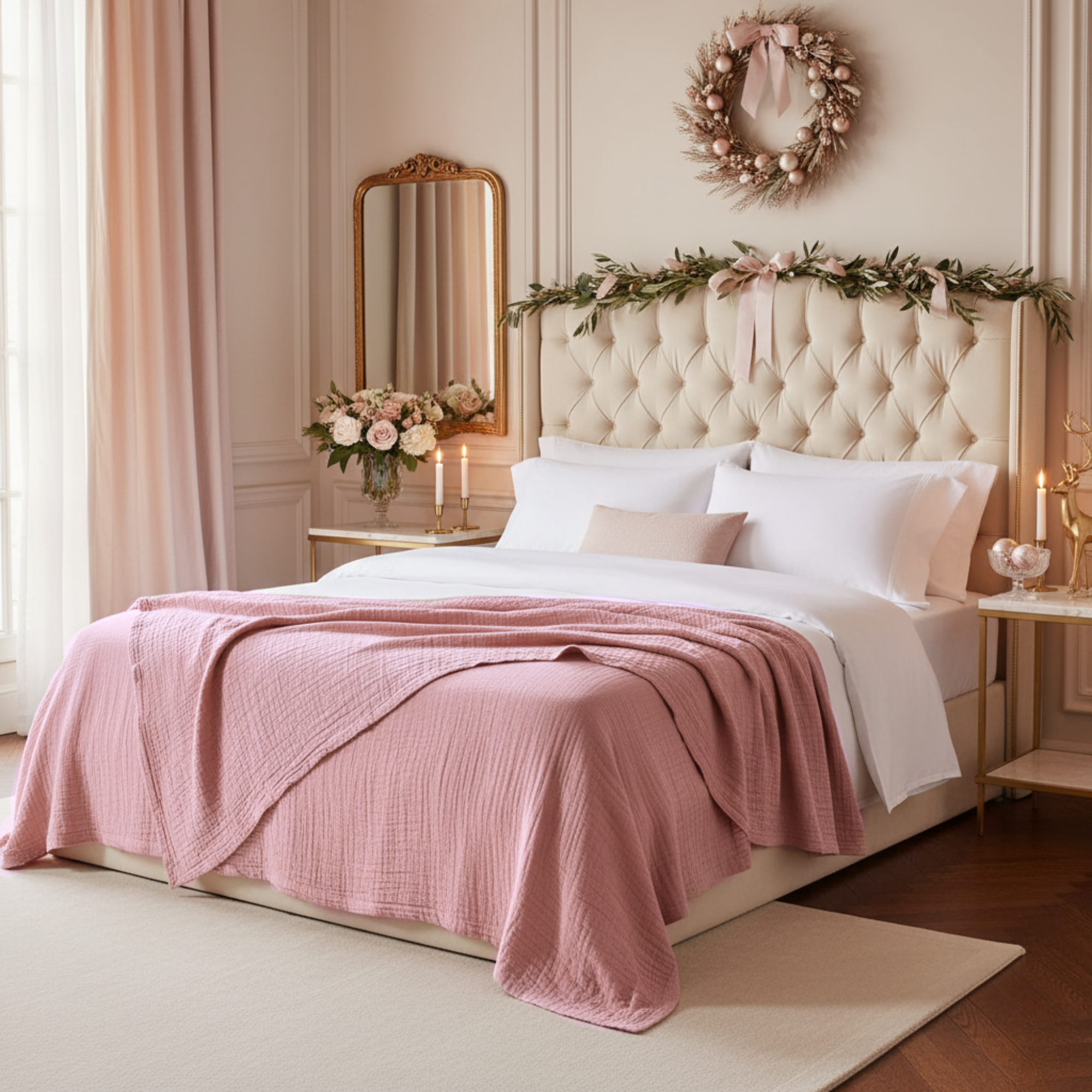 8 Layer Cotton Muslin Blanket - Sea Shell Pink