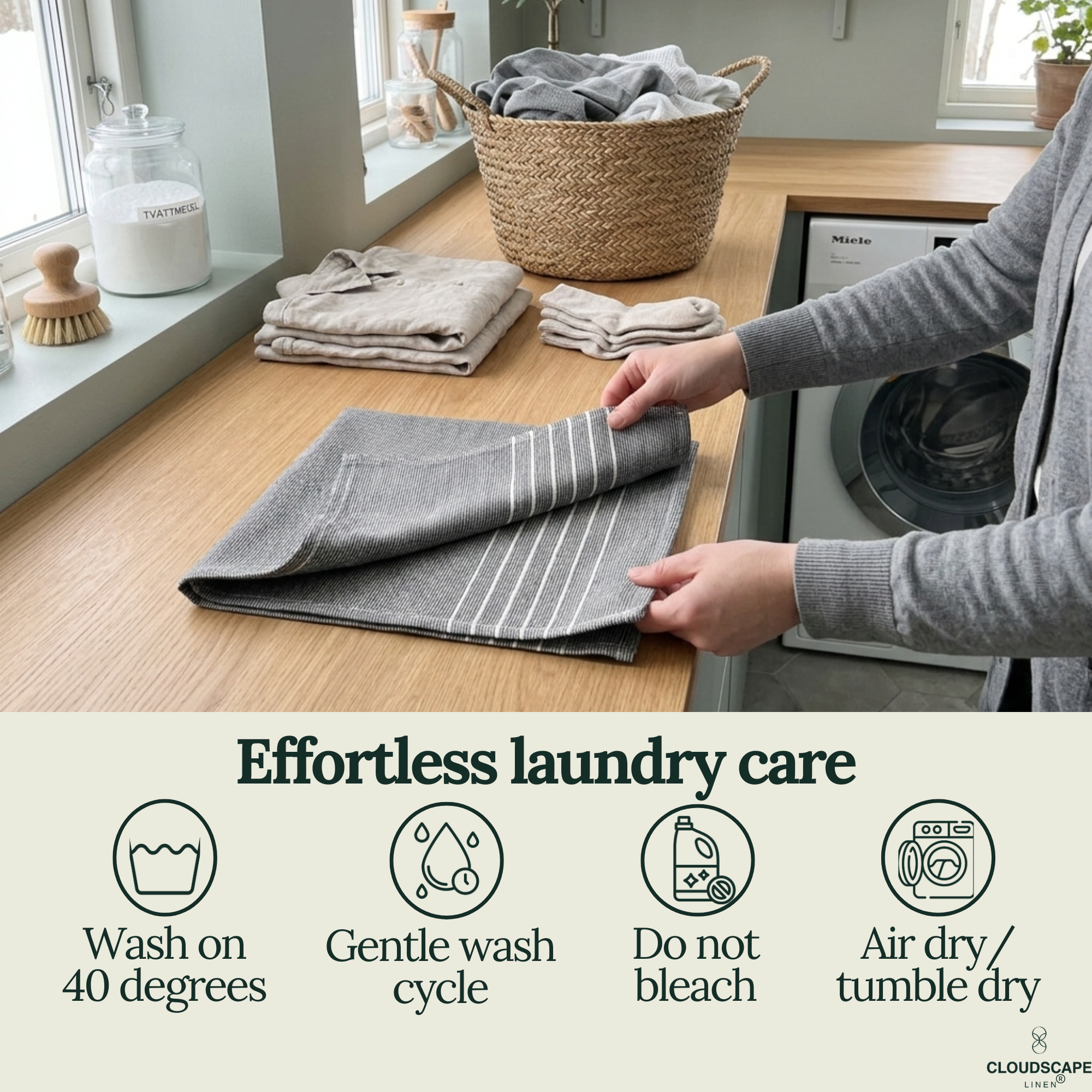 6-Piece Oversized Ribbed Slub Kitchen Towels - Aqua, Indigo, Grey