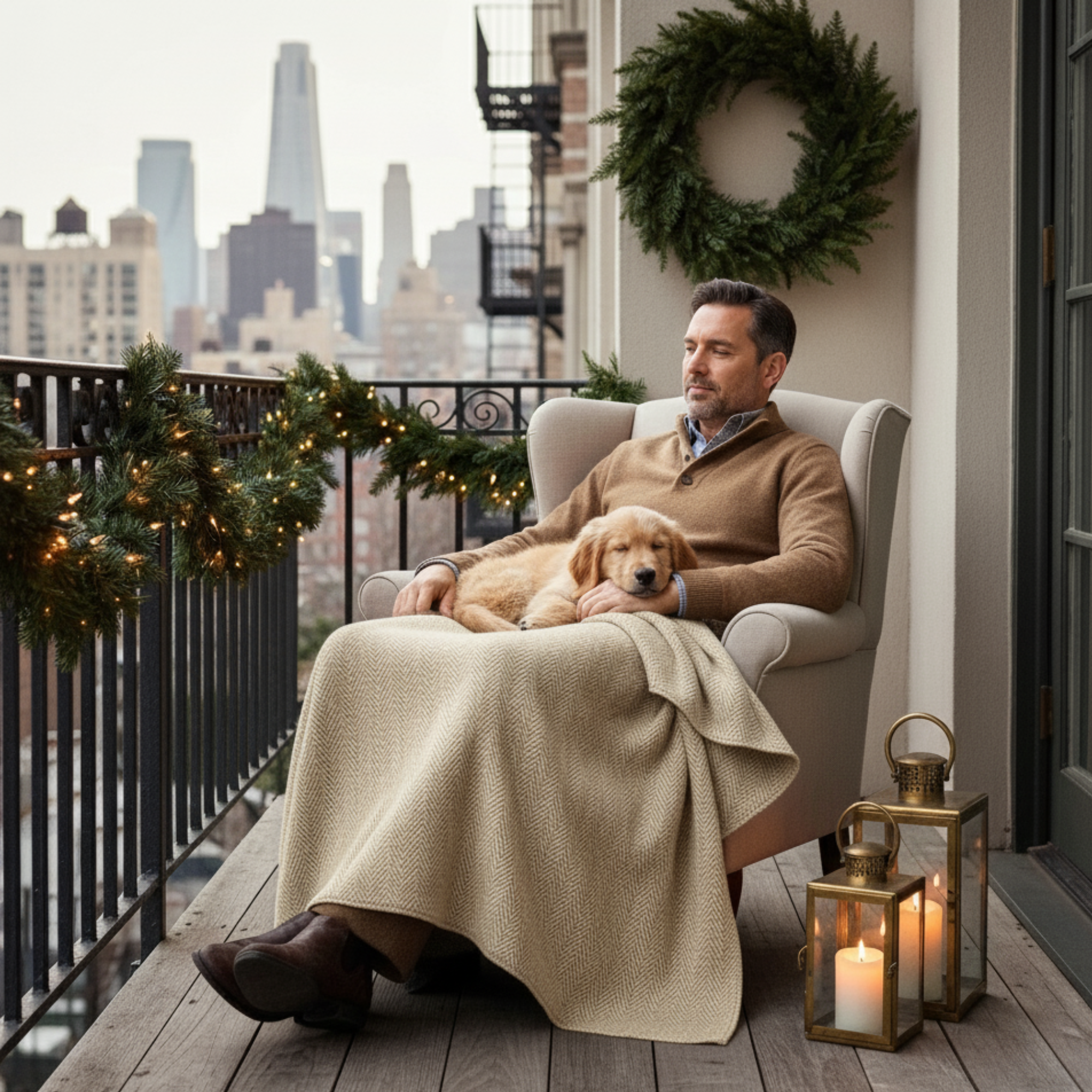 Cotton Herringbone Blanket: Fog