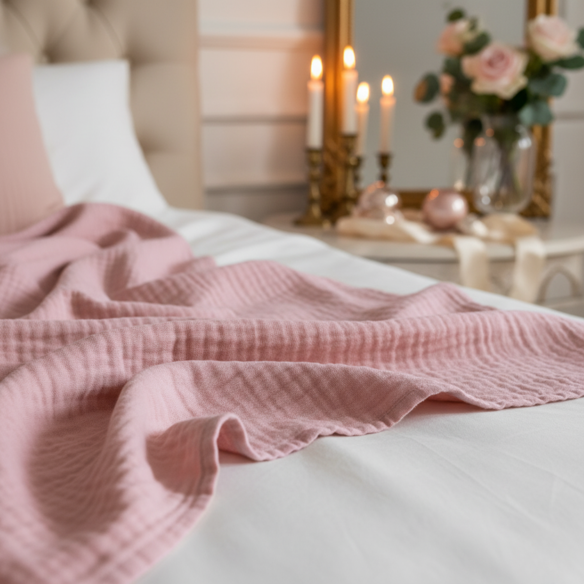 8 Layer Cotton Muslin Blanket - Sea Shell Pink