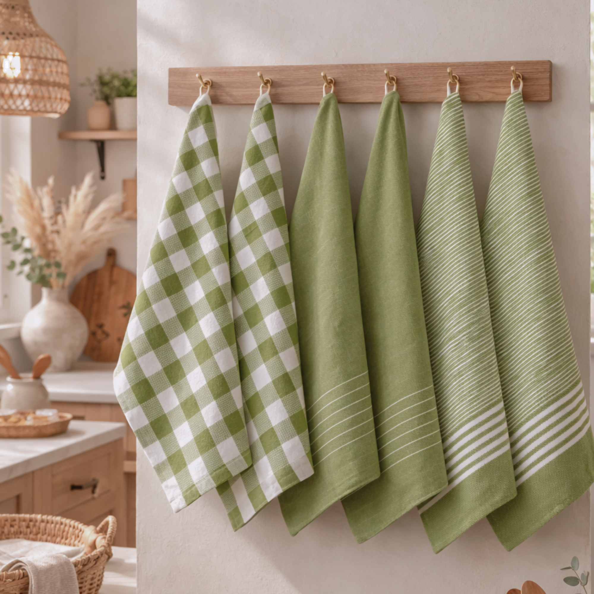 6-Piece Oversized Kitchen Towels: Olive