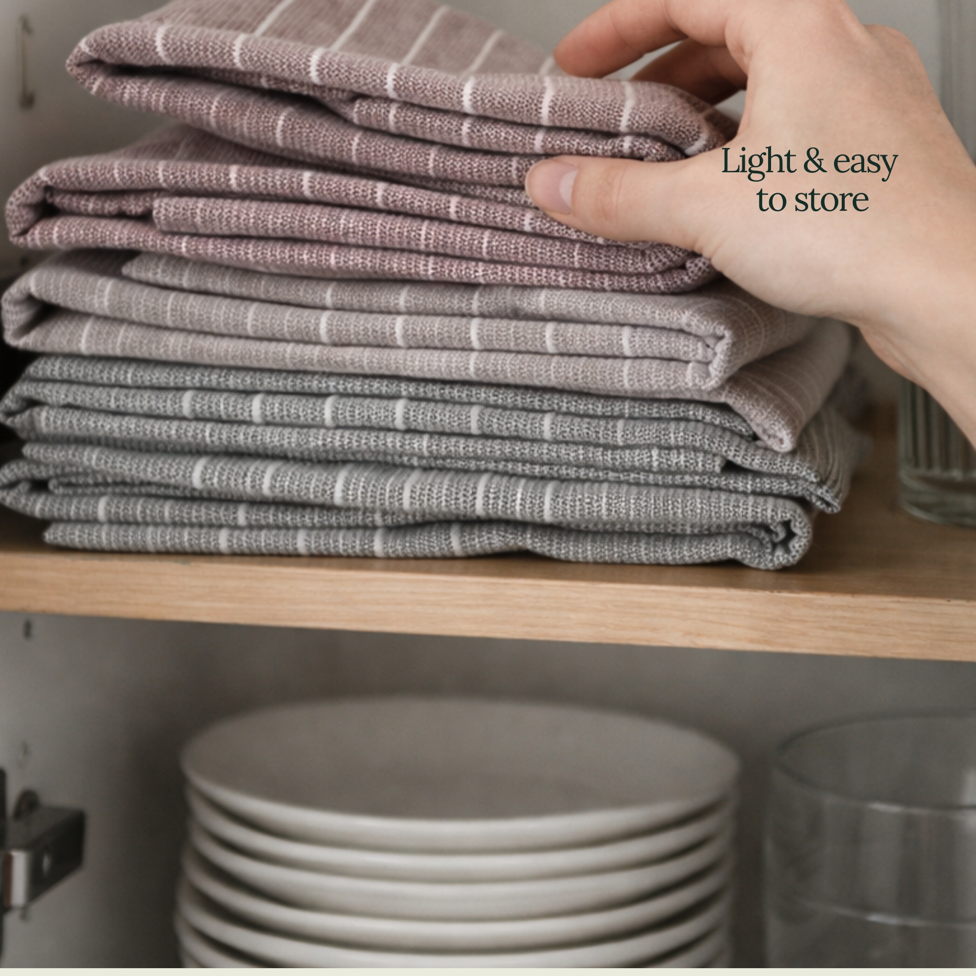 6-Piece Oversized Ribbed Slub Kitchen Towels - Beige, Olive, Rust