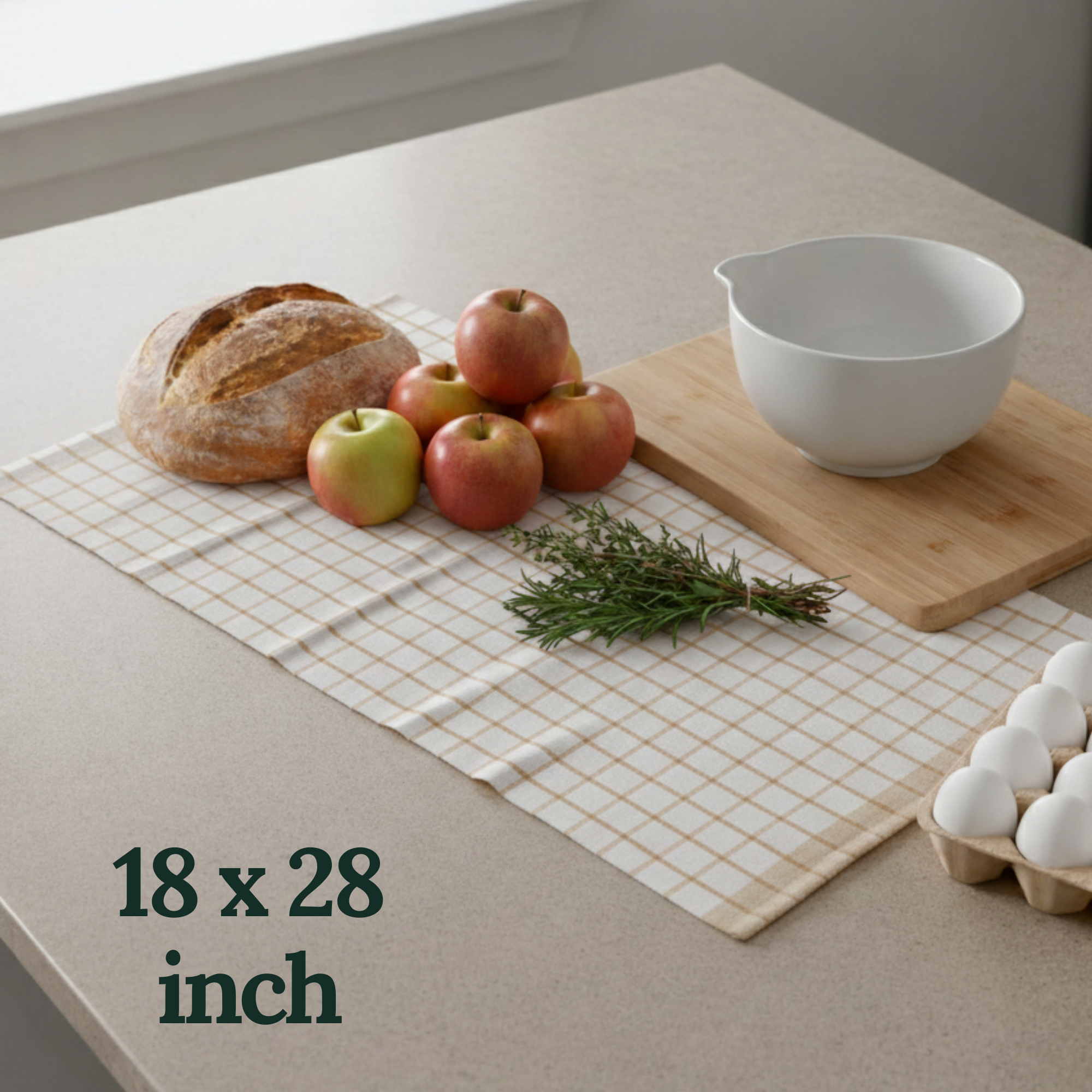 6-Piece Oversized Cotton Kitchen Towels - Beige