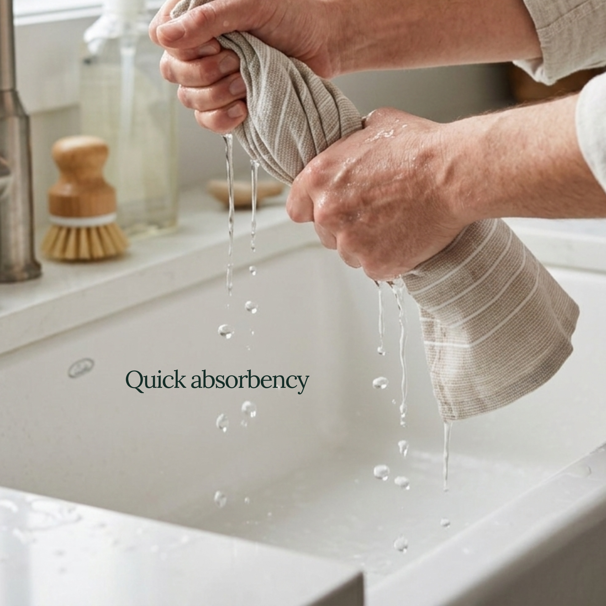 6-Piece Oversized Ribbed Slub Kitchen Towels - Beige, Olive, Rust