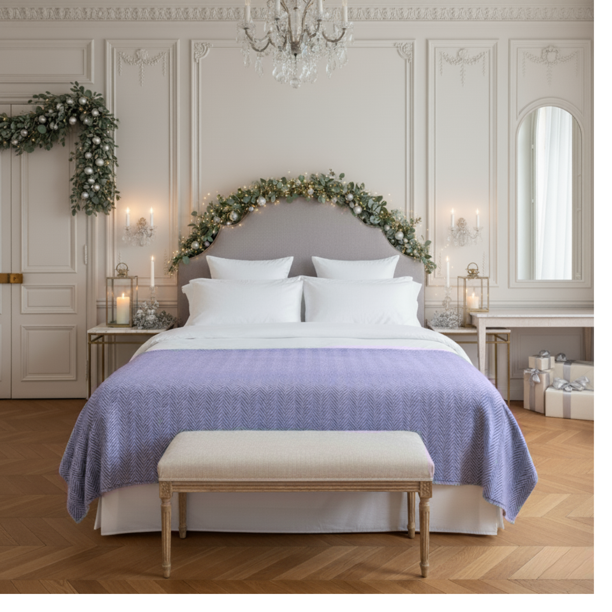 Cotton Herringbone Blanket: Lavender Blue