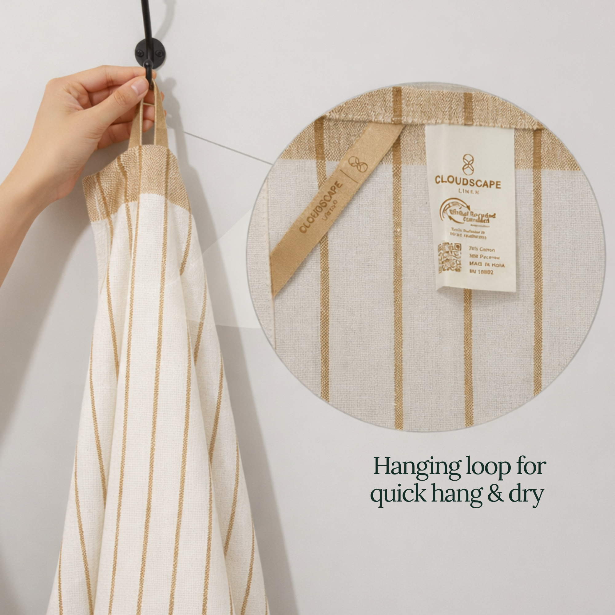 6-Piece Oversized Cotton Kitchen Towels - Beige