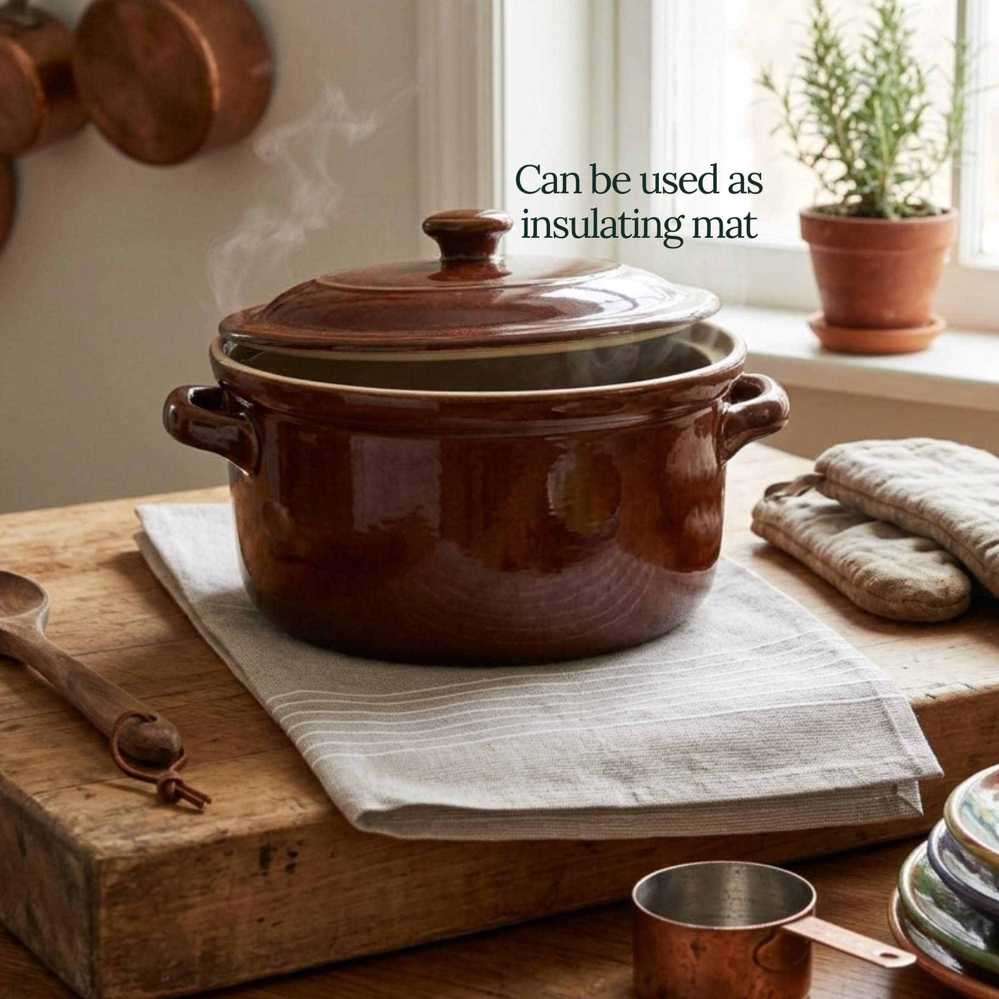 6-Piece Oversized Ribbed Slub Kitchen Towels - Beige, Olive, Rust