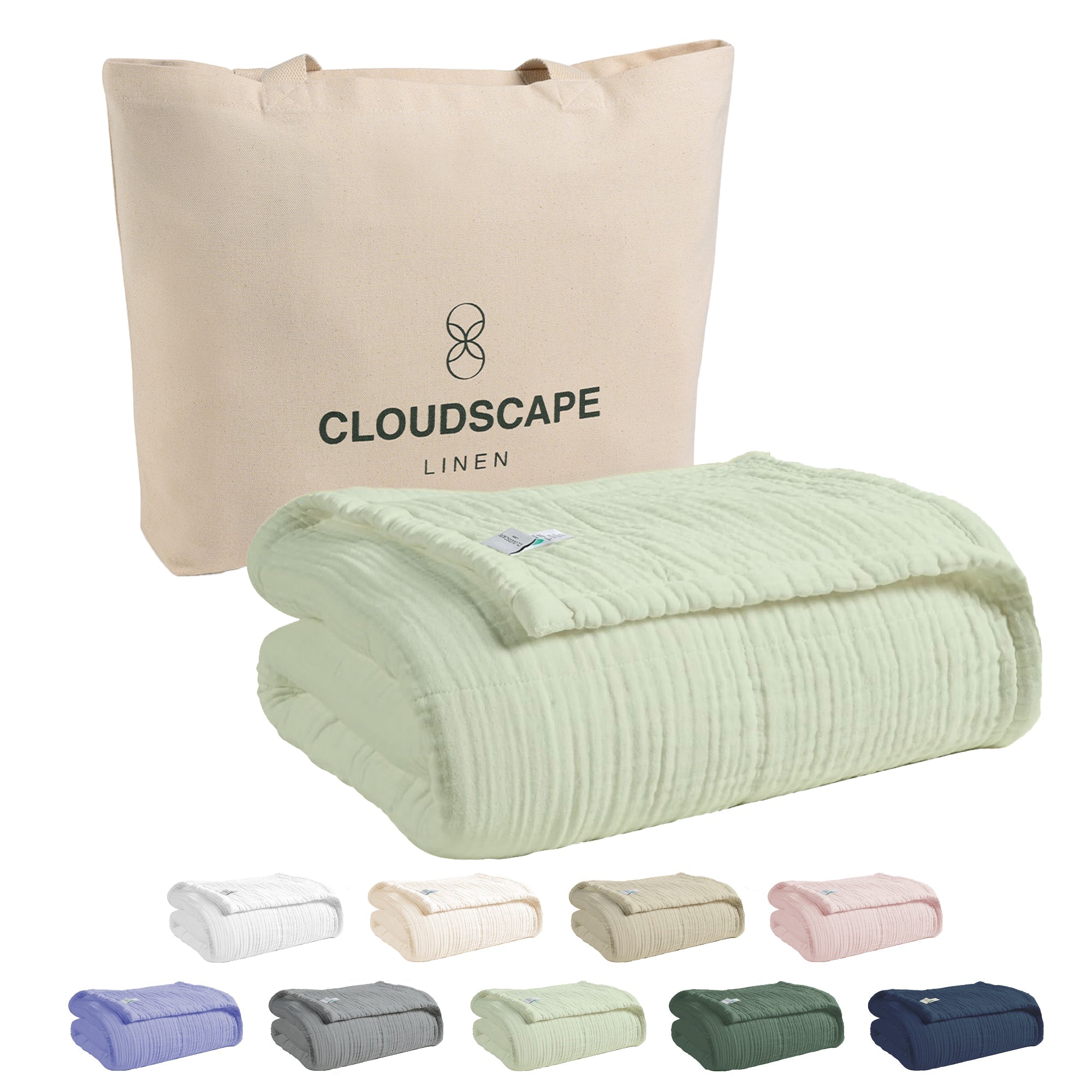 4 Layer Cotton Muslin Blanket - Sea Foam