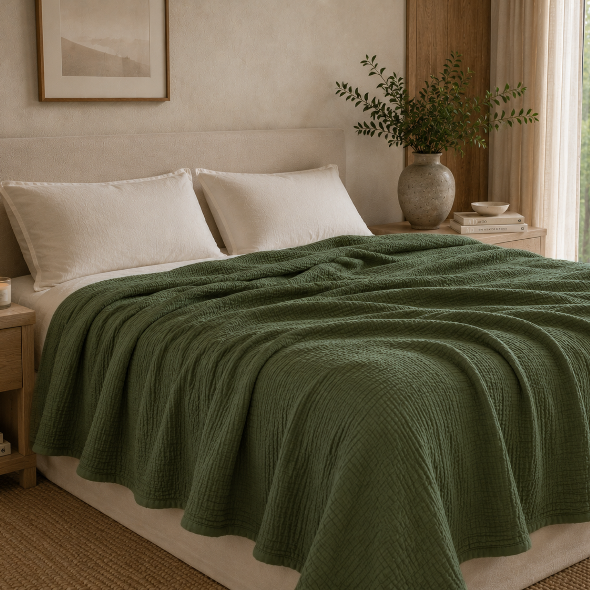 8 Layer Cotton Muslin Blanket - Olivine