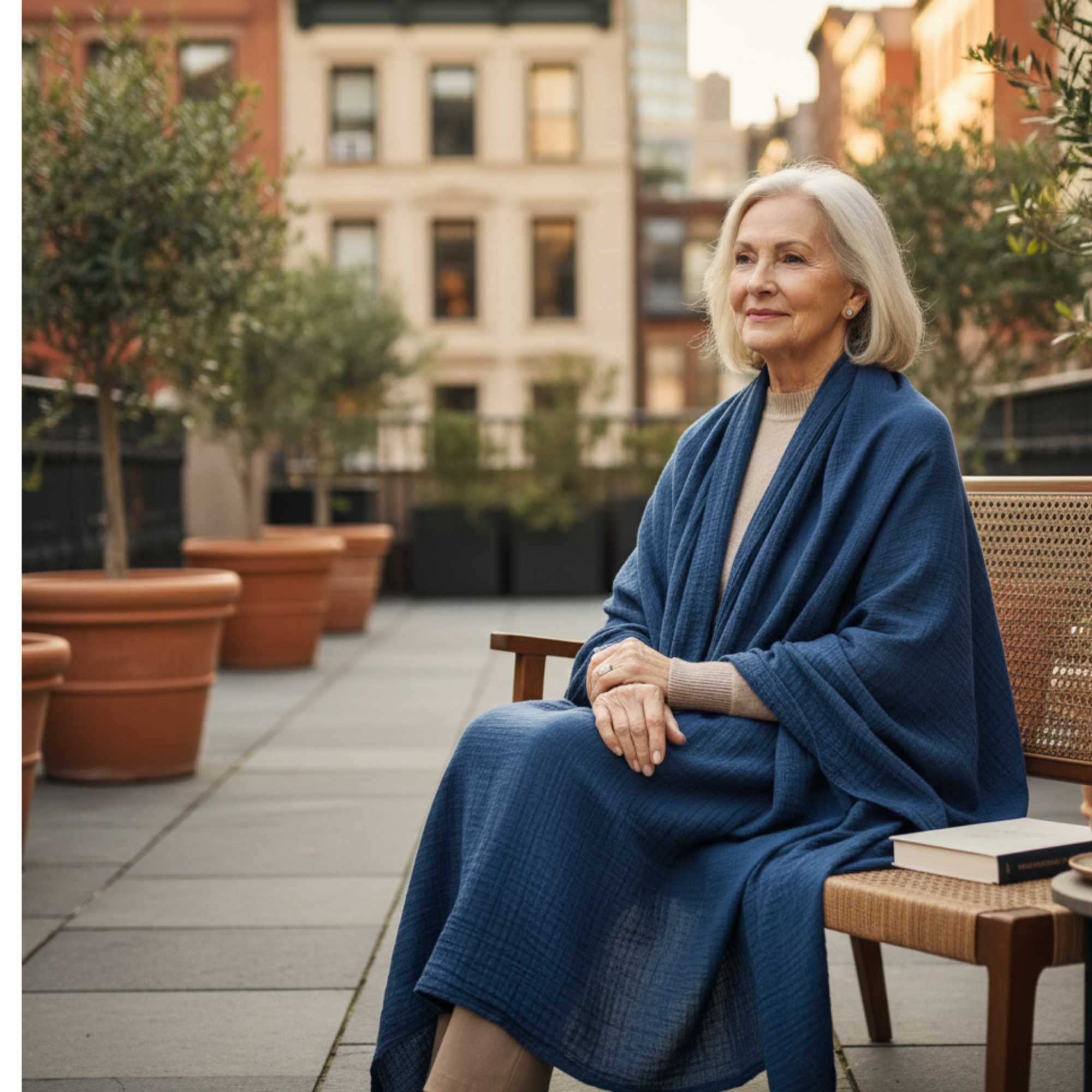 4 Layer Cotton Muslin Blanket: Ensign Blue