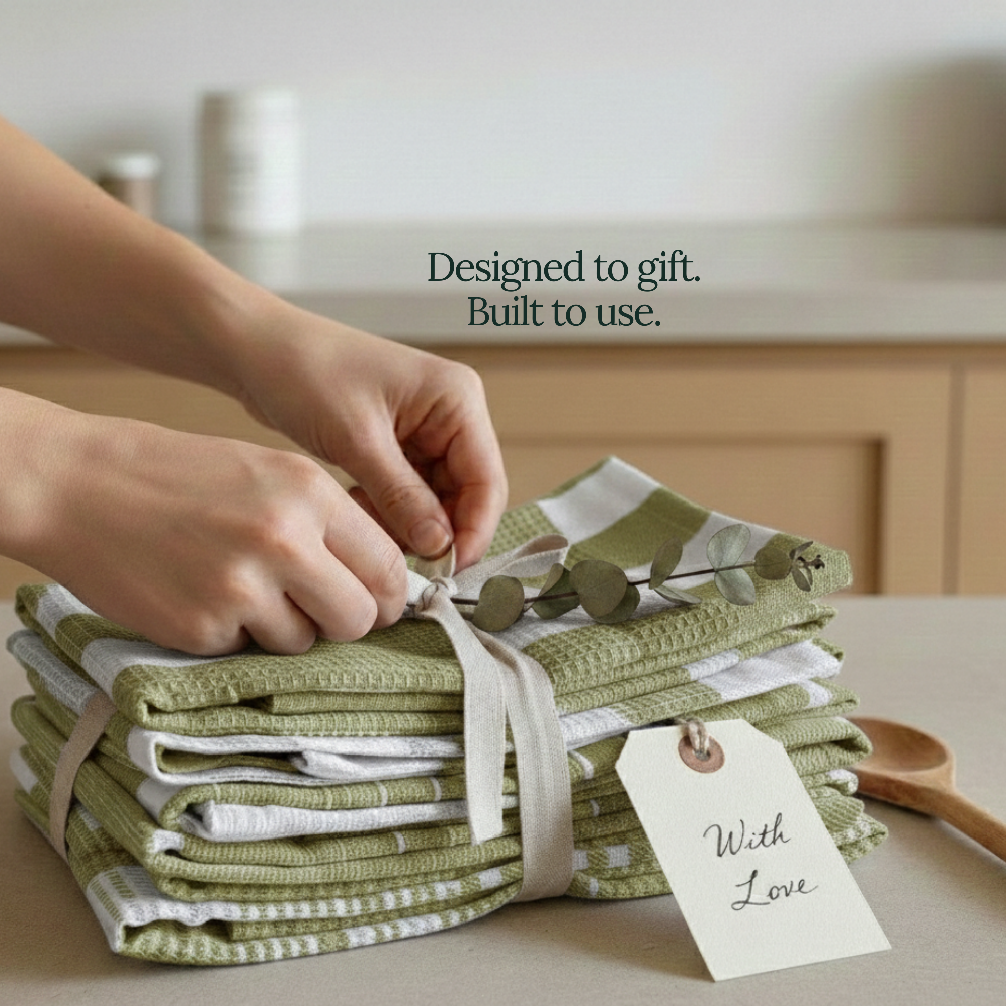 6-Piece Oversized Kitchen Towels: Olive