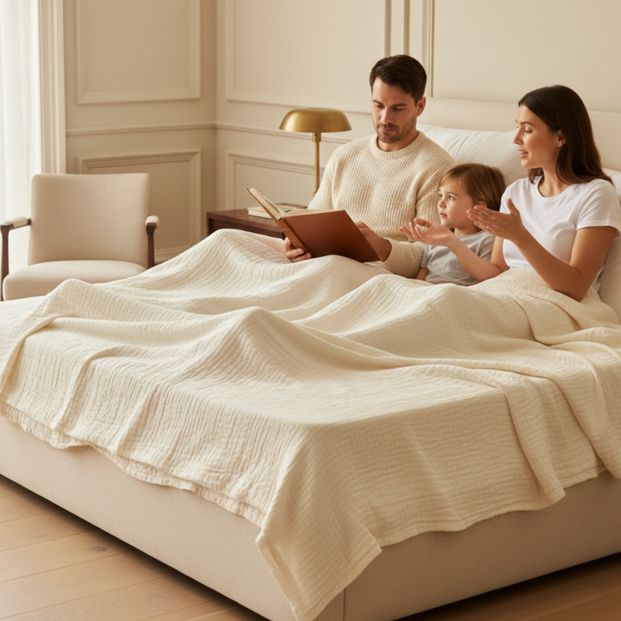 8 Layer Cotton Muslin Blanket - Ivory