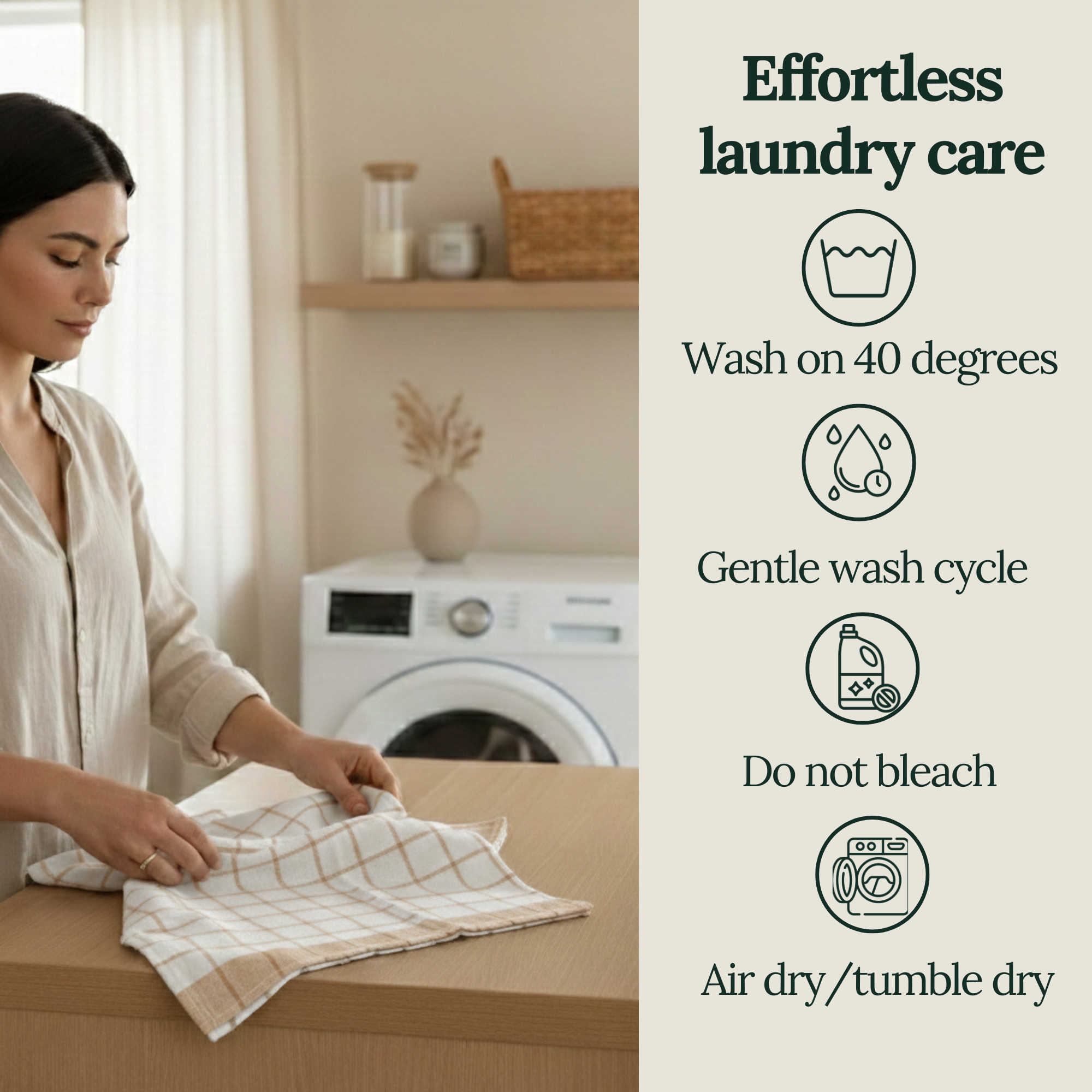 6-Piece Oversized Cotton Kitchen Towels - Beige