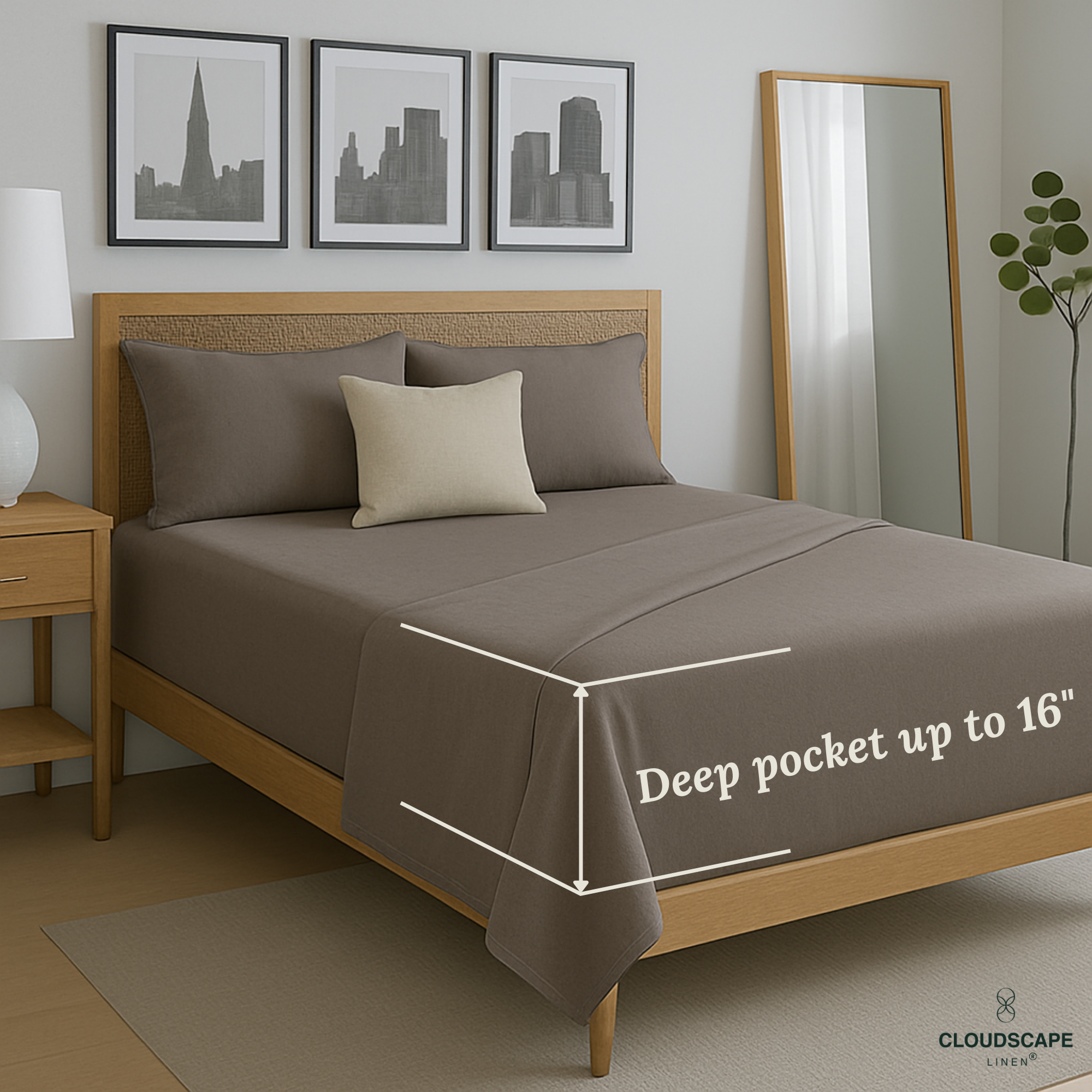 1000 Thread Count Egyptian Cotton : Taupe Bedsheet Set