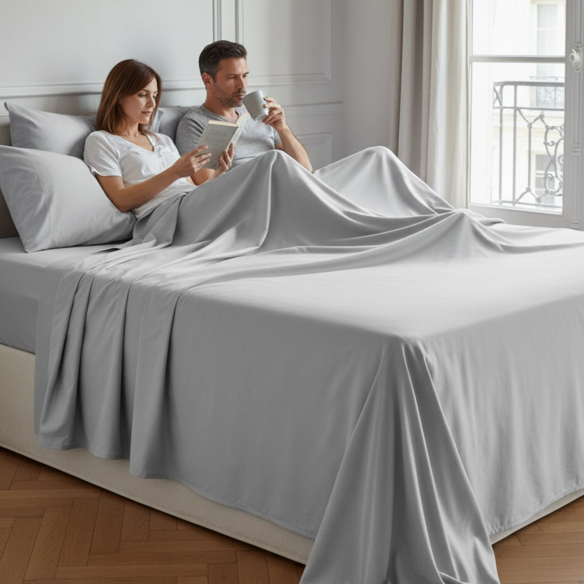 1000 Thread Count Egyptian Cotton : Silver Bedsheet Set