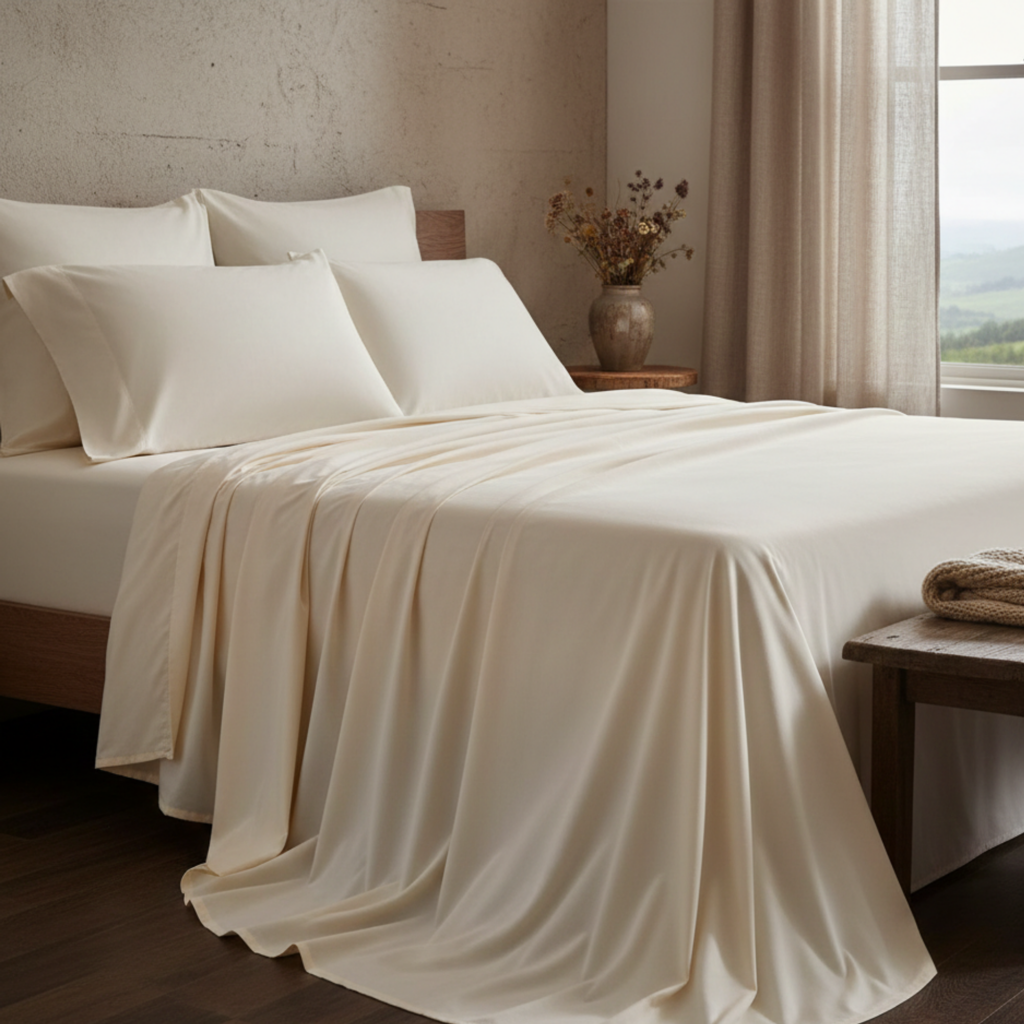 1000 Thread Count Egyptian Cotton : Ivory Bedsheet Set