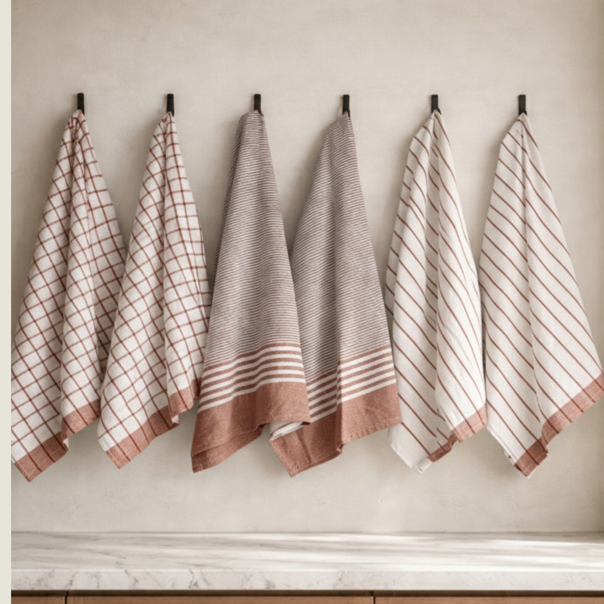 6-Piece Oversized Cotton Kitchen Towels - Rust
