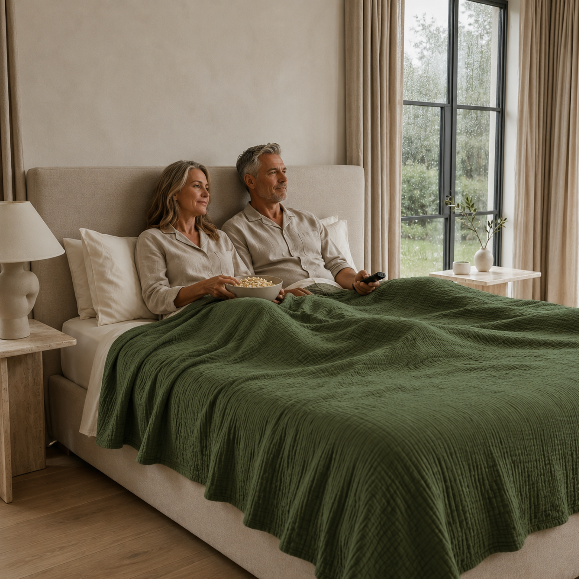 8 Layer Cotton Muslin Blanket - Olivine