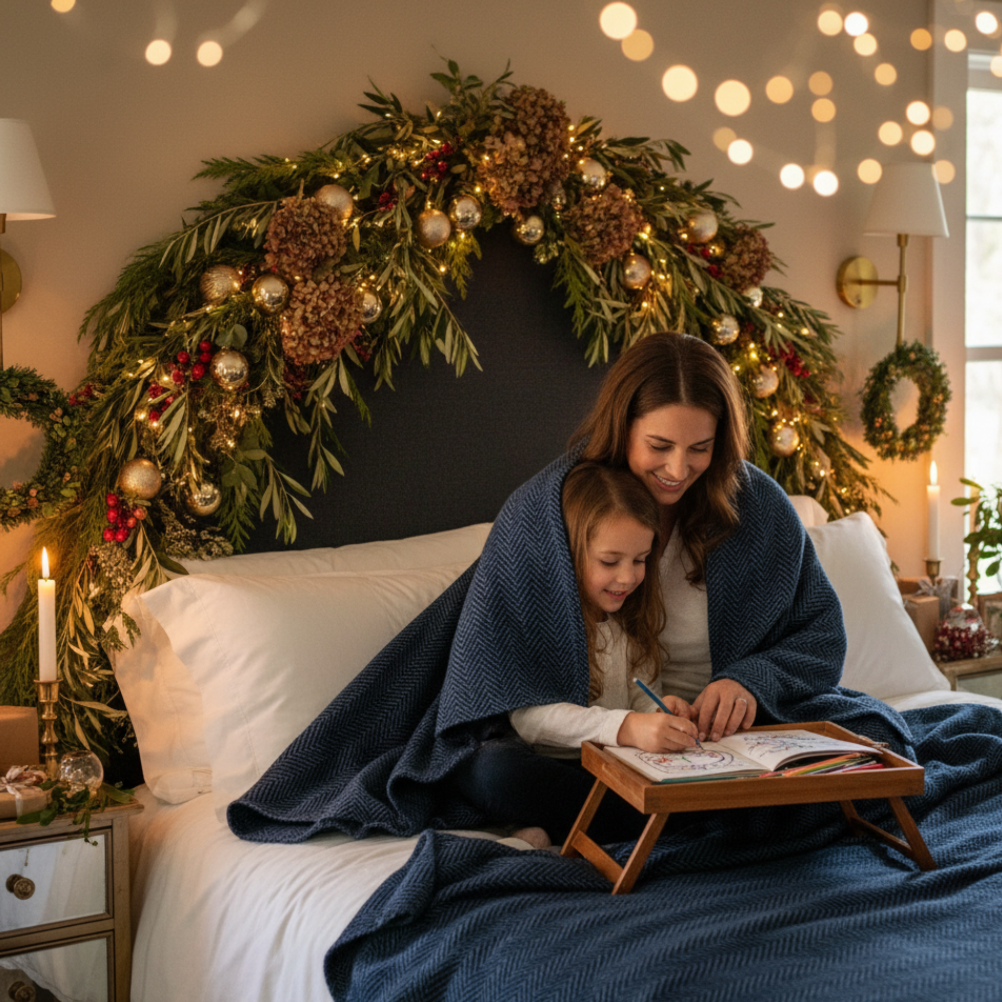 Cotton Herringbone Blanket: Ensign Blue