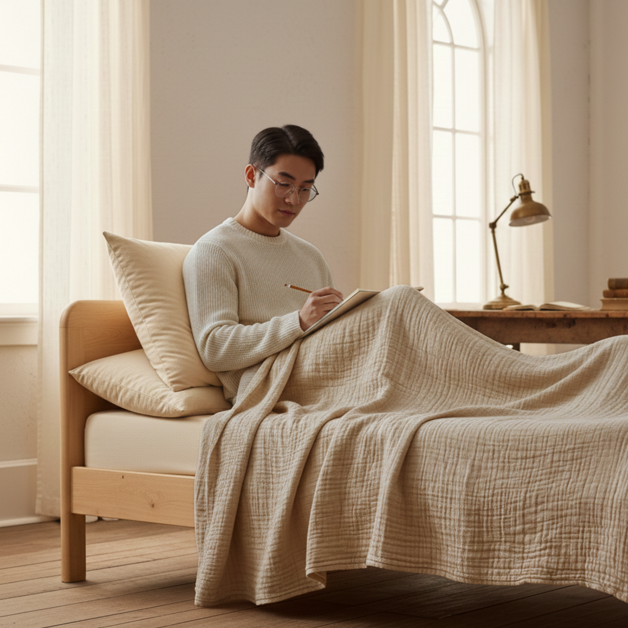 4 Layer Cotton Muslin Blanket: Fog