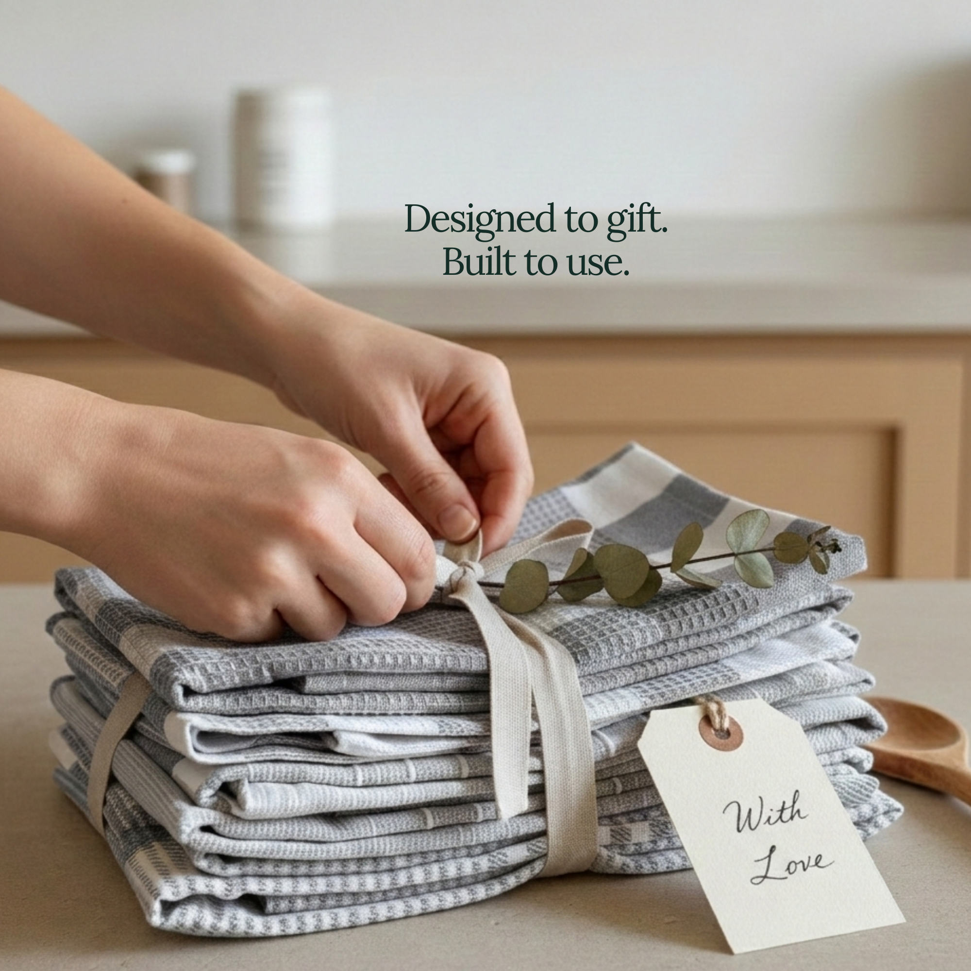 6-Piece Oversized Kitchen Towels: Grey