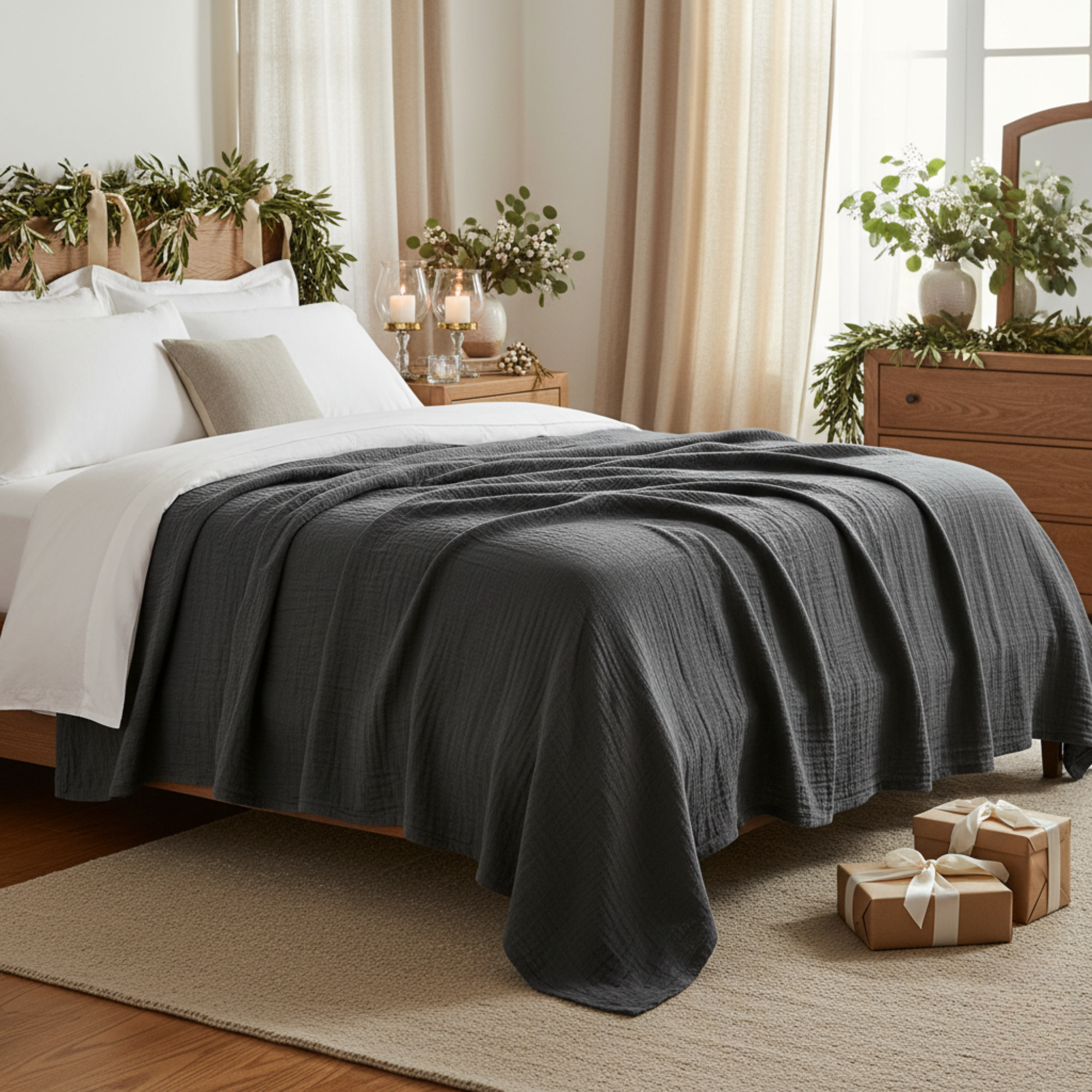 8 Layer Cotton Muslin Blanket - Dark Grey