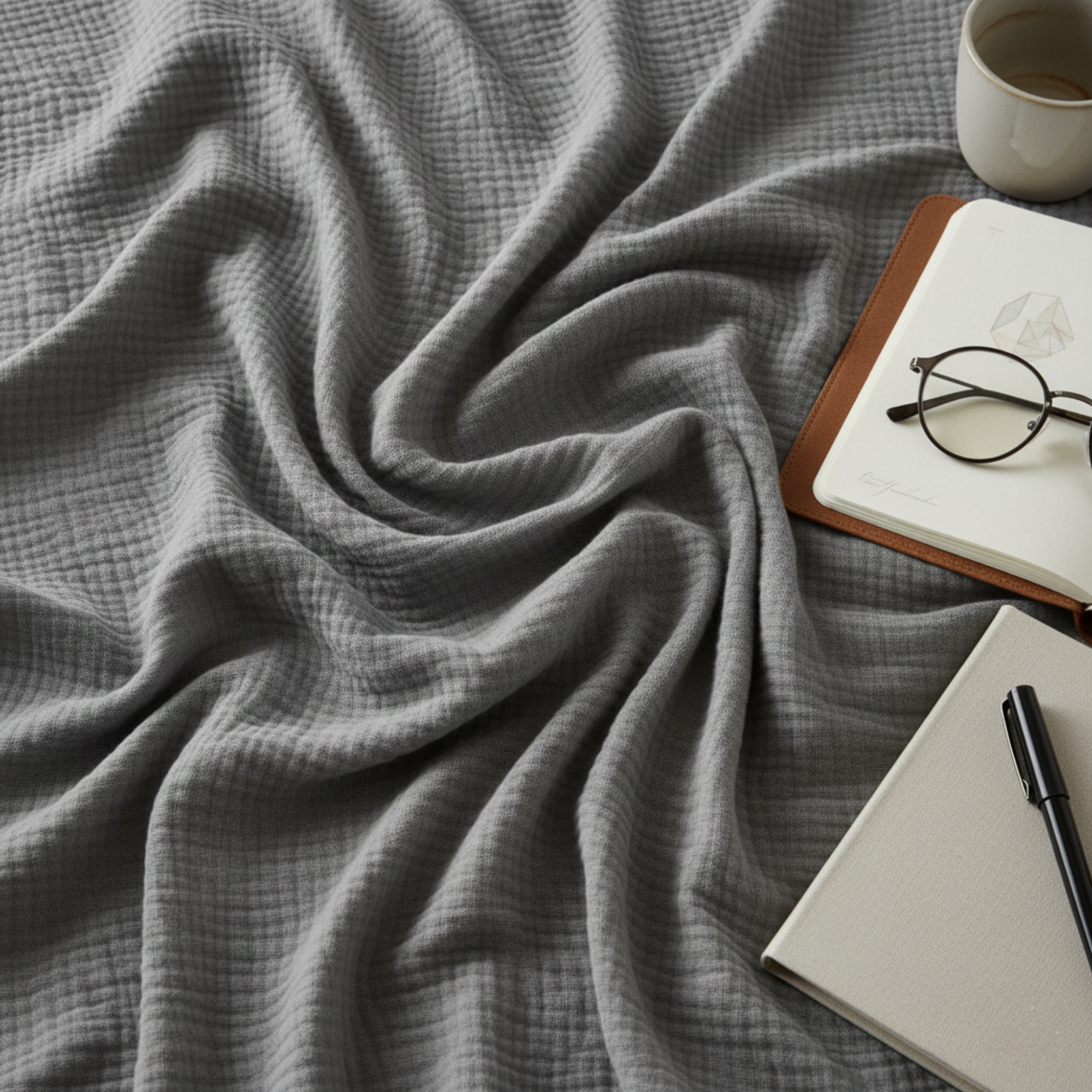 4 Layer Cotton Muslin Blanket: Sharkskin