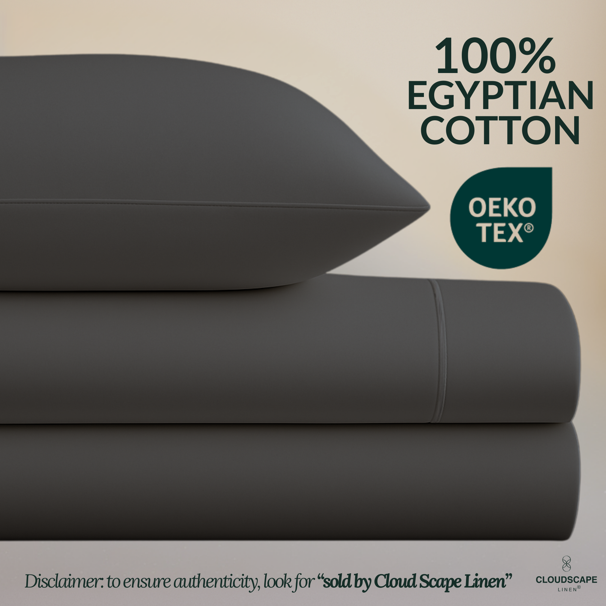 1000 Thread Count Egyptian Cotton : Charcoal Grey Queen Bedsheet Set