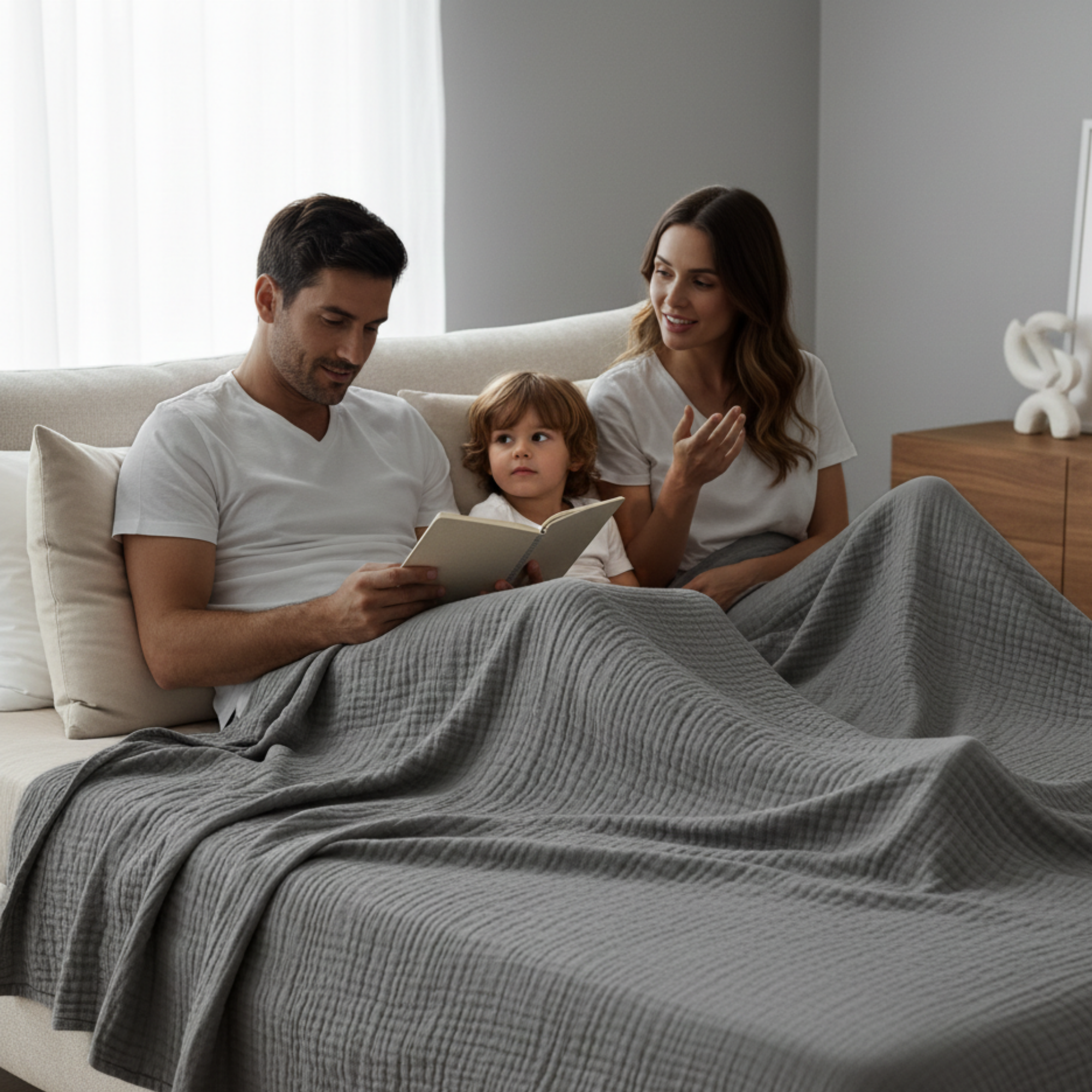 8 Layer Cotton Muslin Blanket - Dark Grey