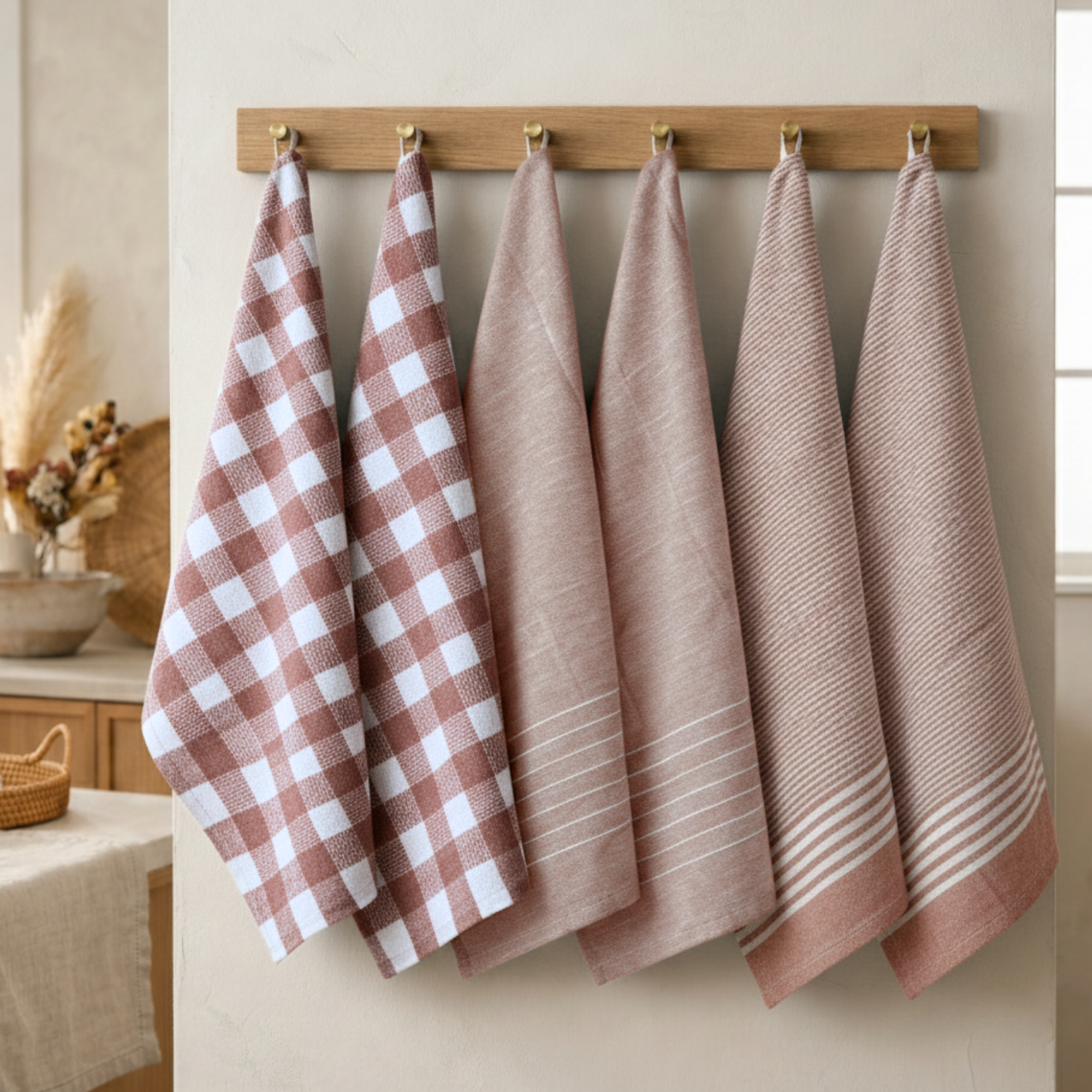 6-Piece Oversized Kitchen Towels: Rust