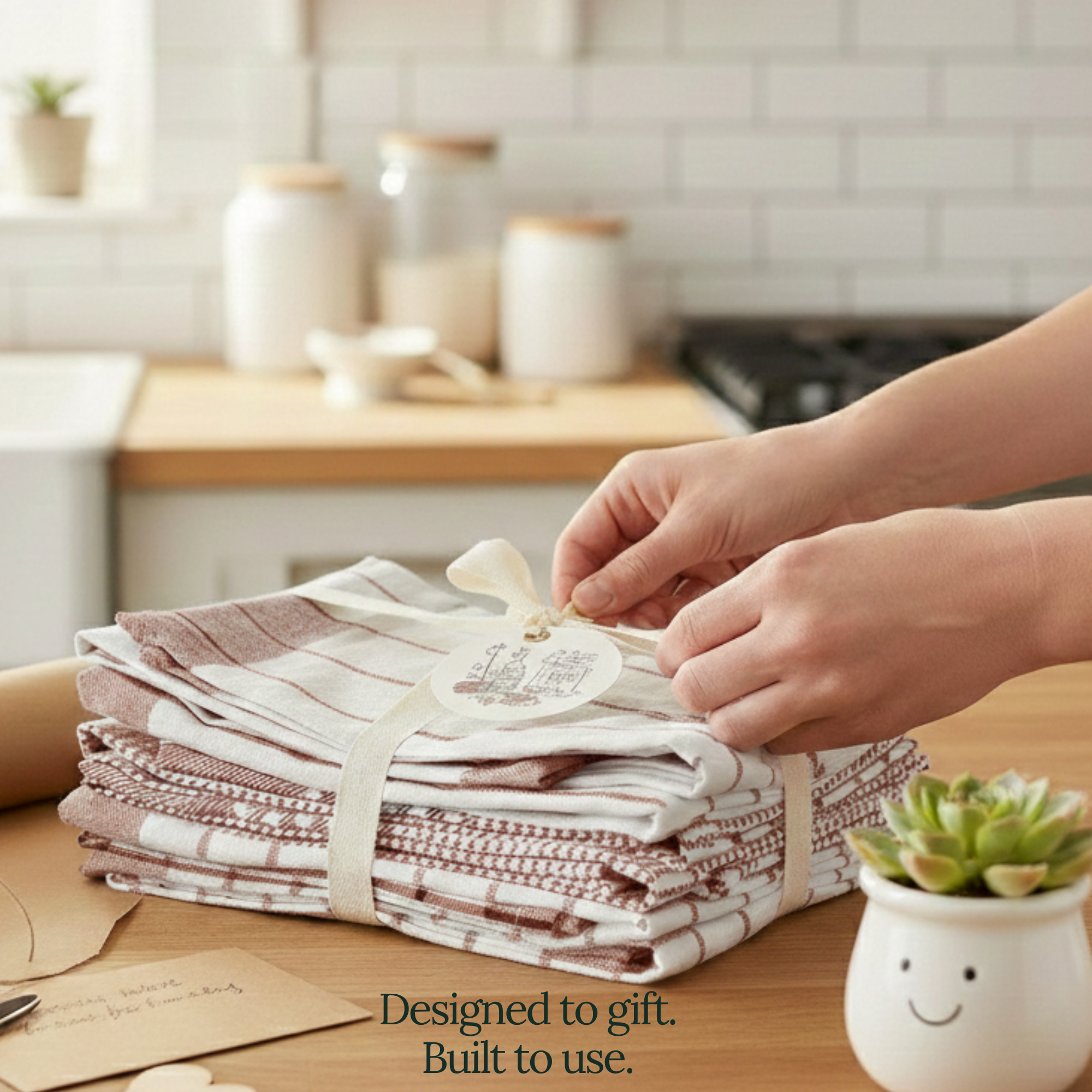 6-Piece Oversized Cotton Kitchen Towels - Rust
