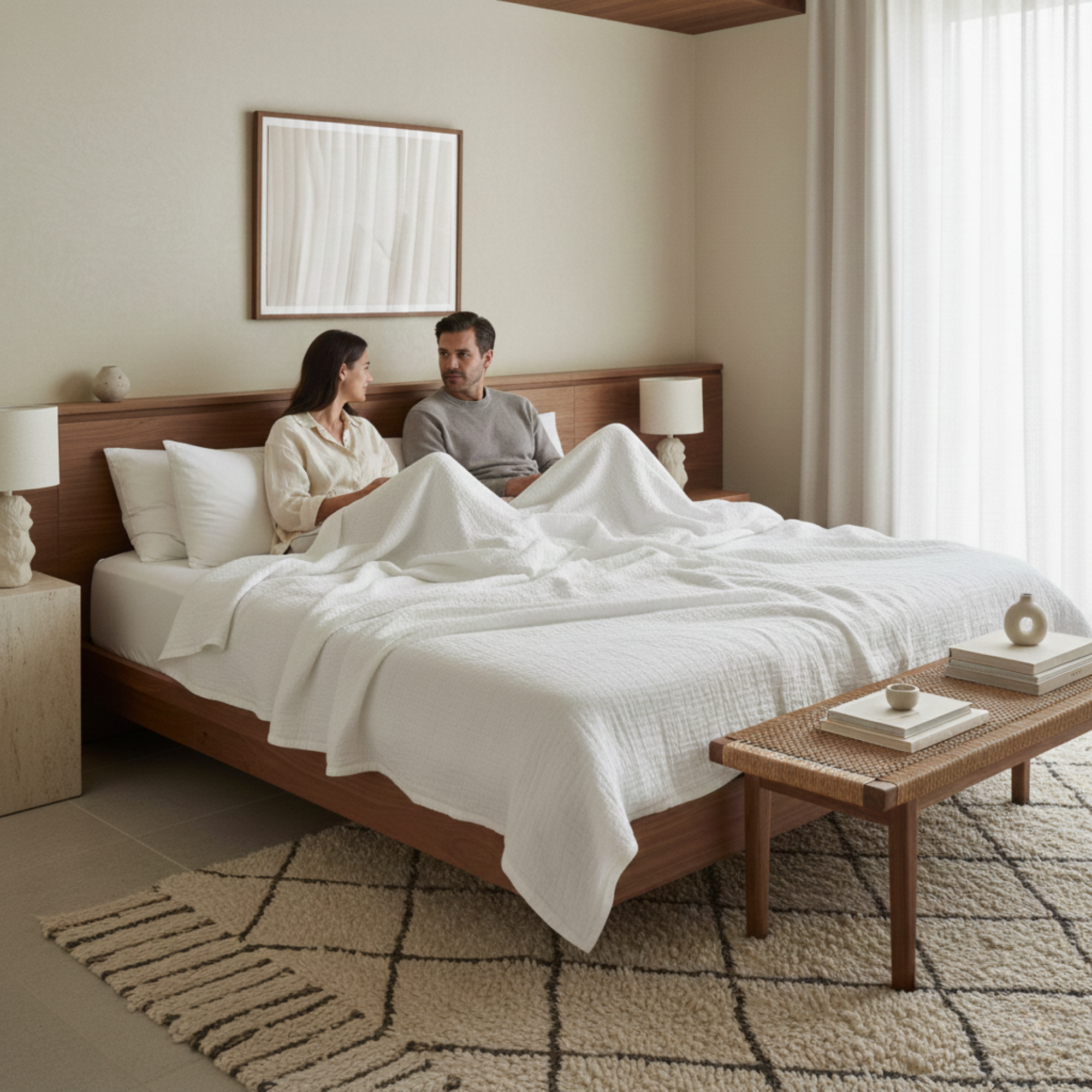 4 Layer Cotton Muslin Blanket: White