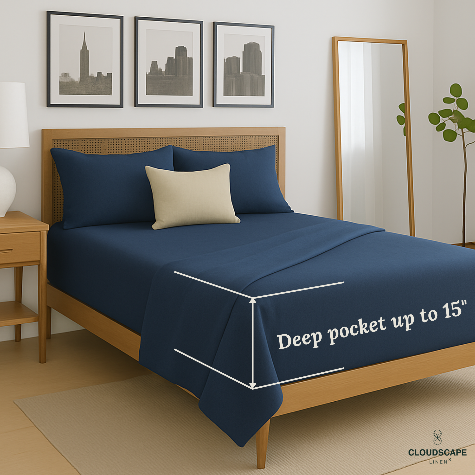 1000 Thread Count Egyptian Cotton : Dark Denim Bedsheet Set