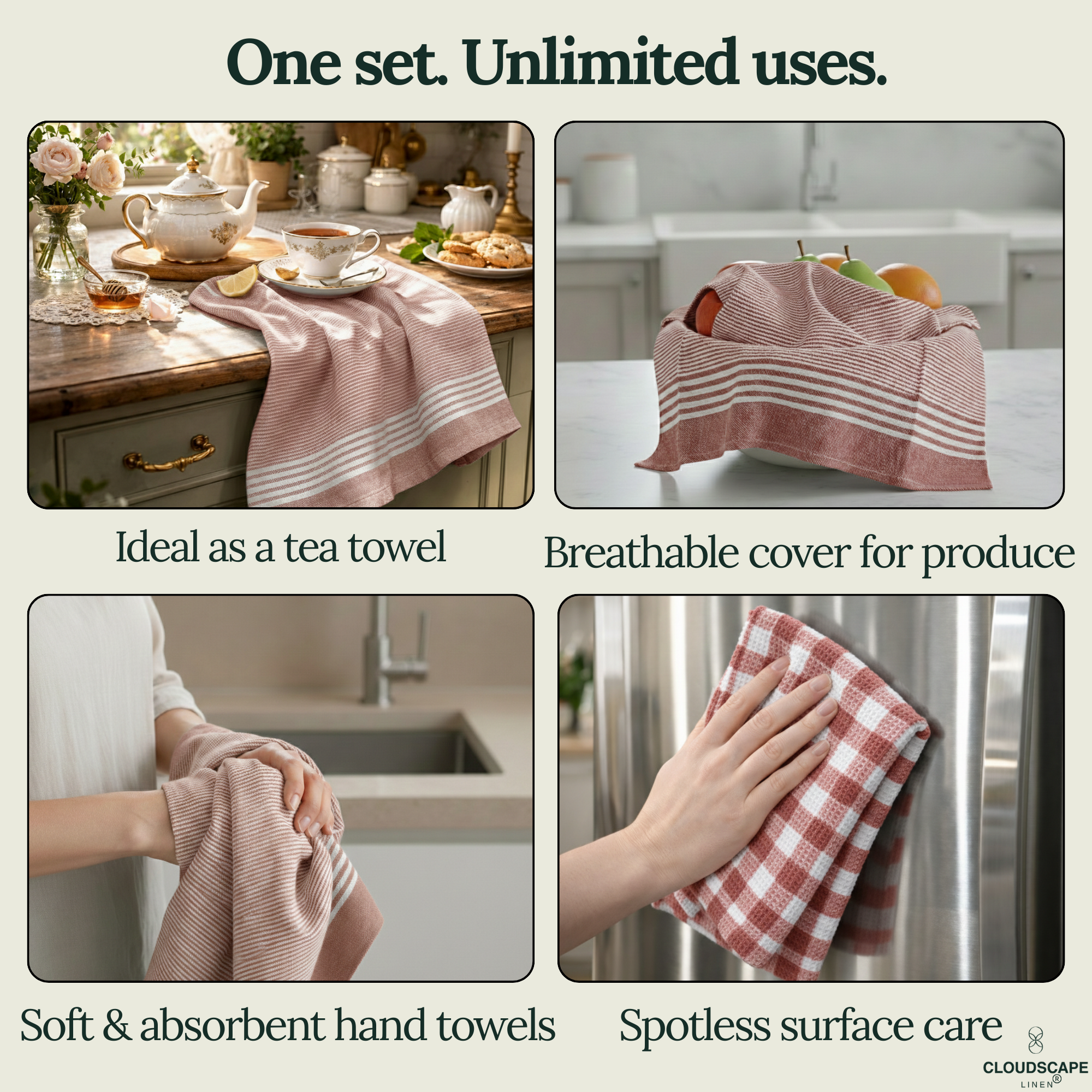 6-Piece Oversized Kitchen Towels: Rust